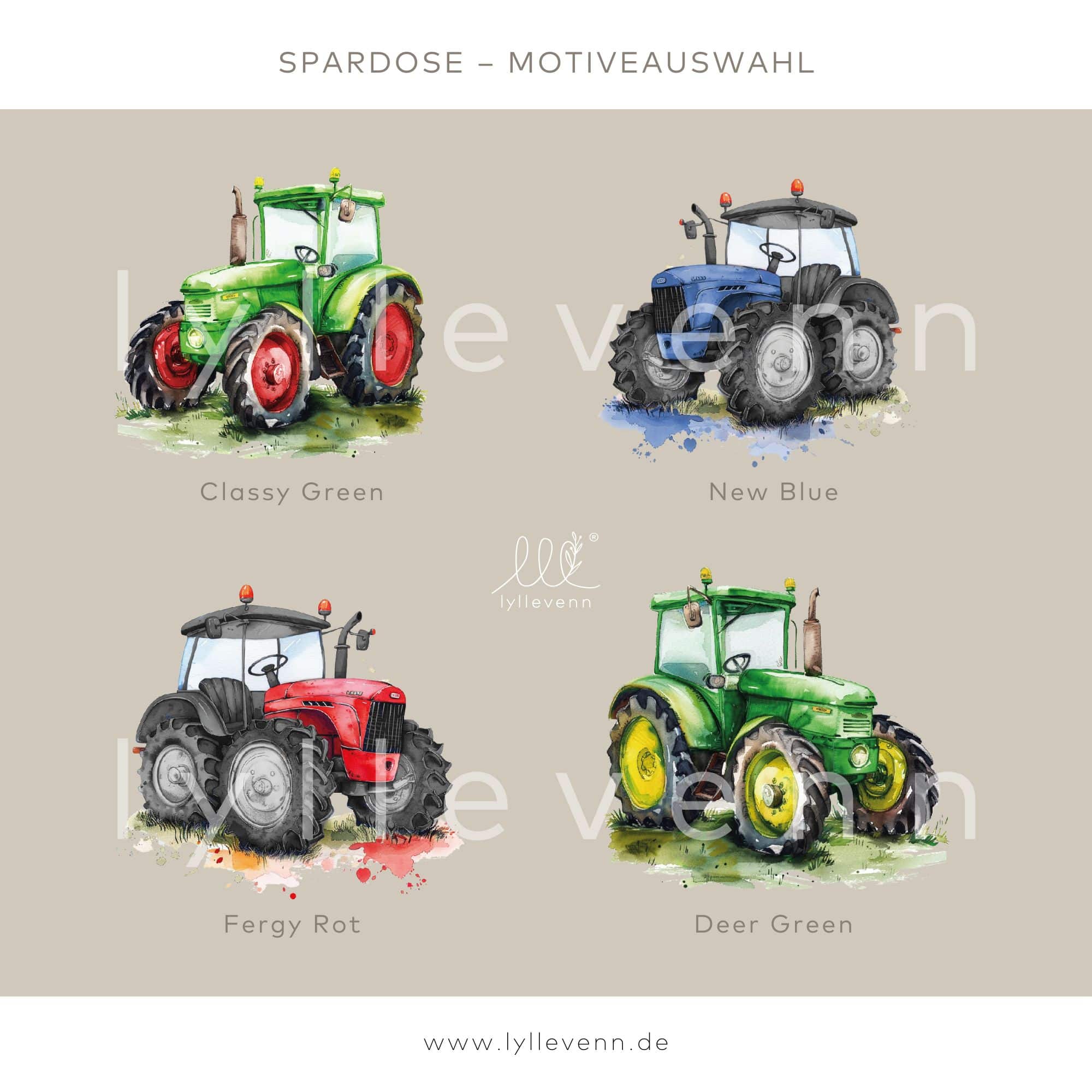 Spardose Holz personalisiert – Traktor