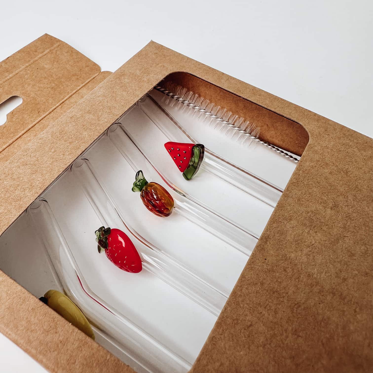 Strohhalme 4er-Set aus Glas - Früchte