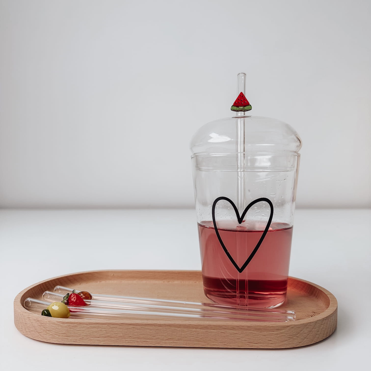 Strohhalme 4er-Set aus Glas - Früchte