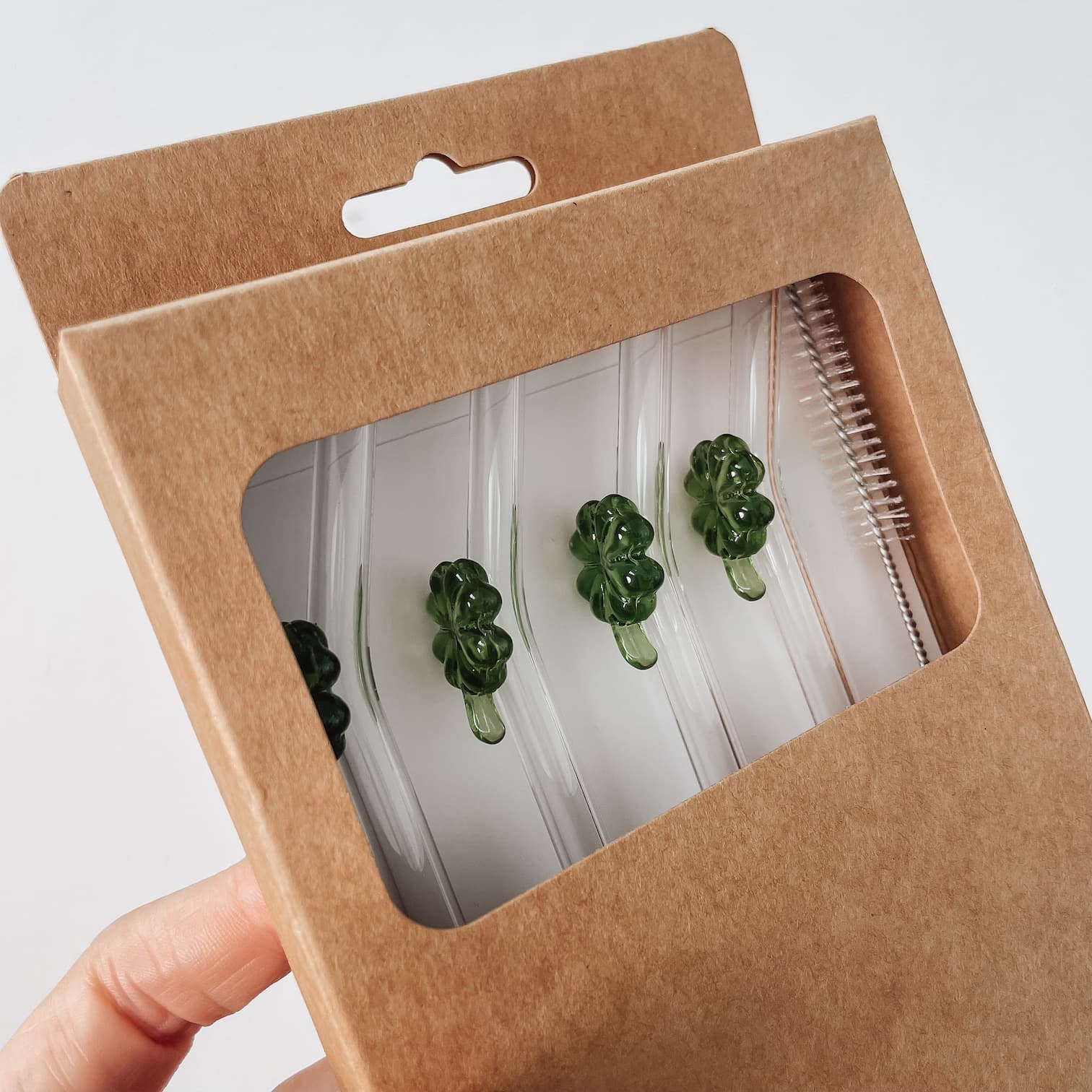 Strohhalme Glas Kleeblatt – 20cm im 4er Set