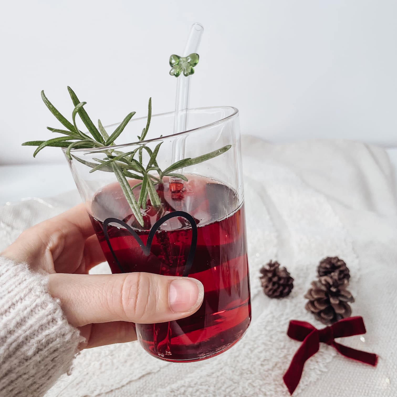 Strohhalme Glas Schleifen-Motiv, 20cm im 6er Set – Farbenmix