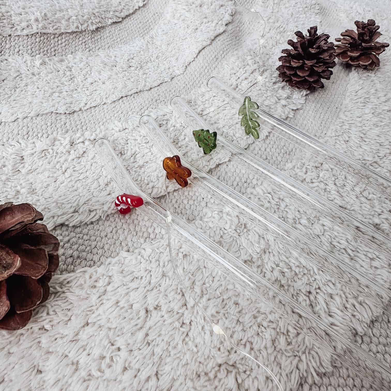 Strohhalme Glas Weihnachtsmotive – 20cm im 4er Set