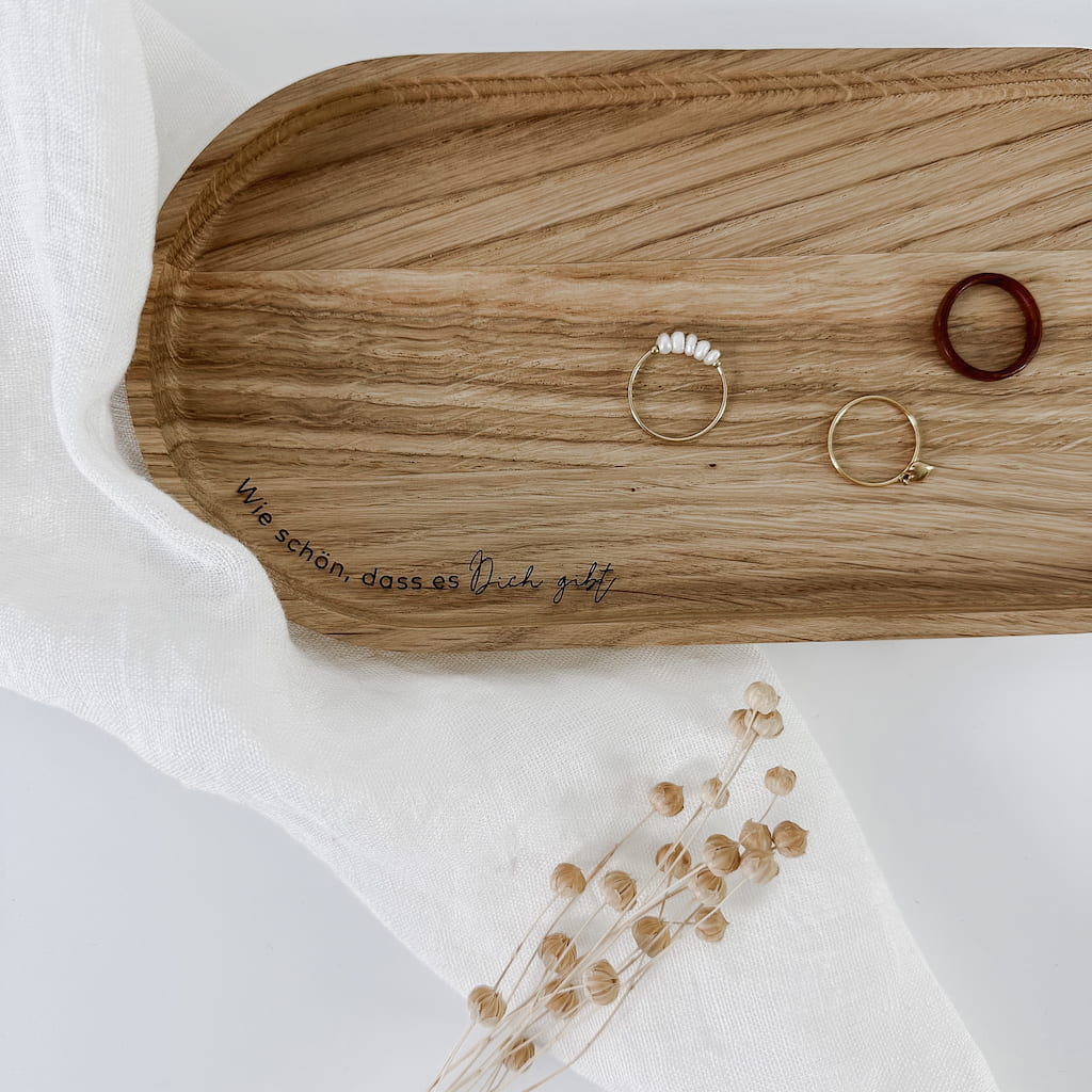 Besonderes Holztablett – "schön, dass es es dich gibt"