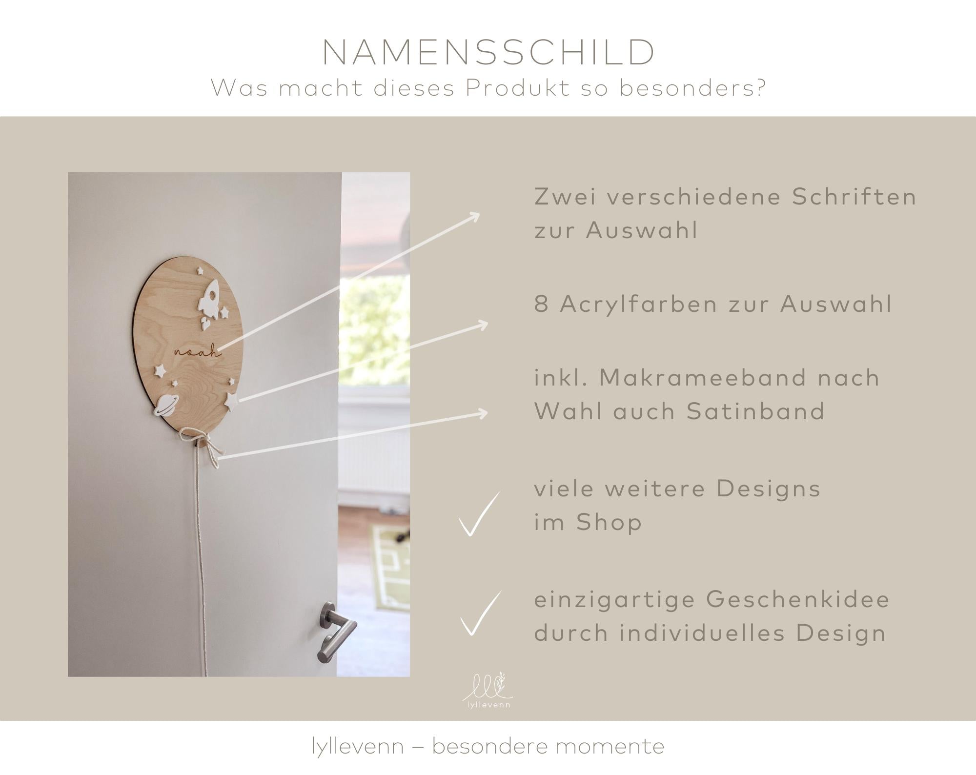 Türschild Kinderzimmer – Luftballon Weltall