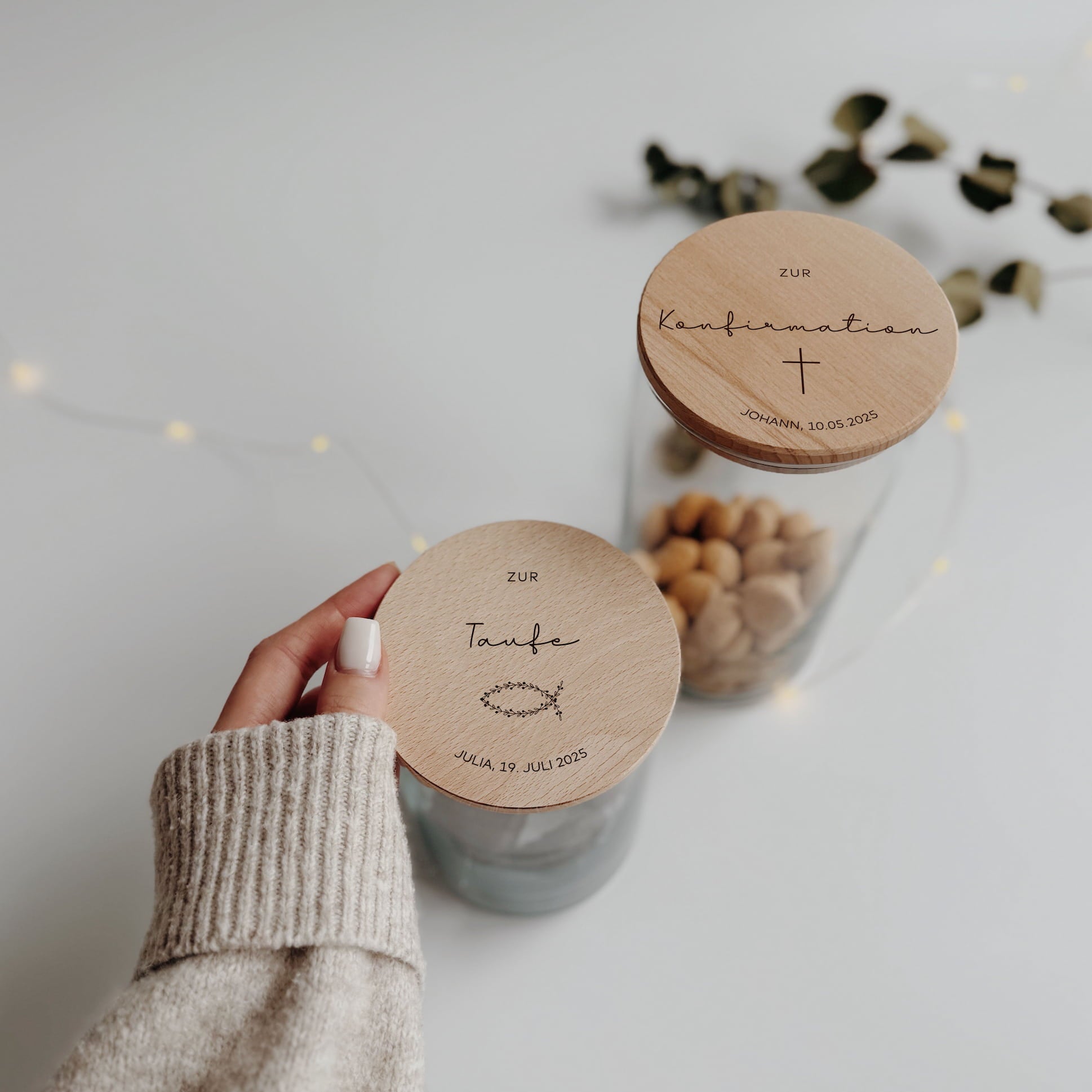 Personalisiertes Vorratsglas - zur Taufe, Kommunion & Konfirmation