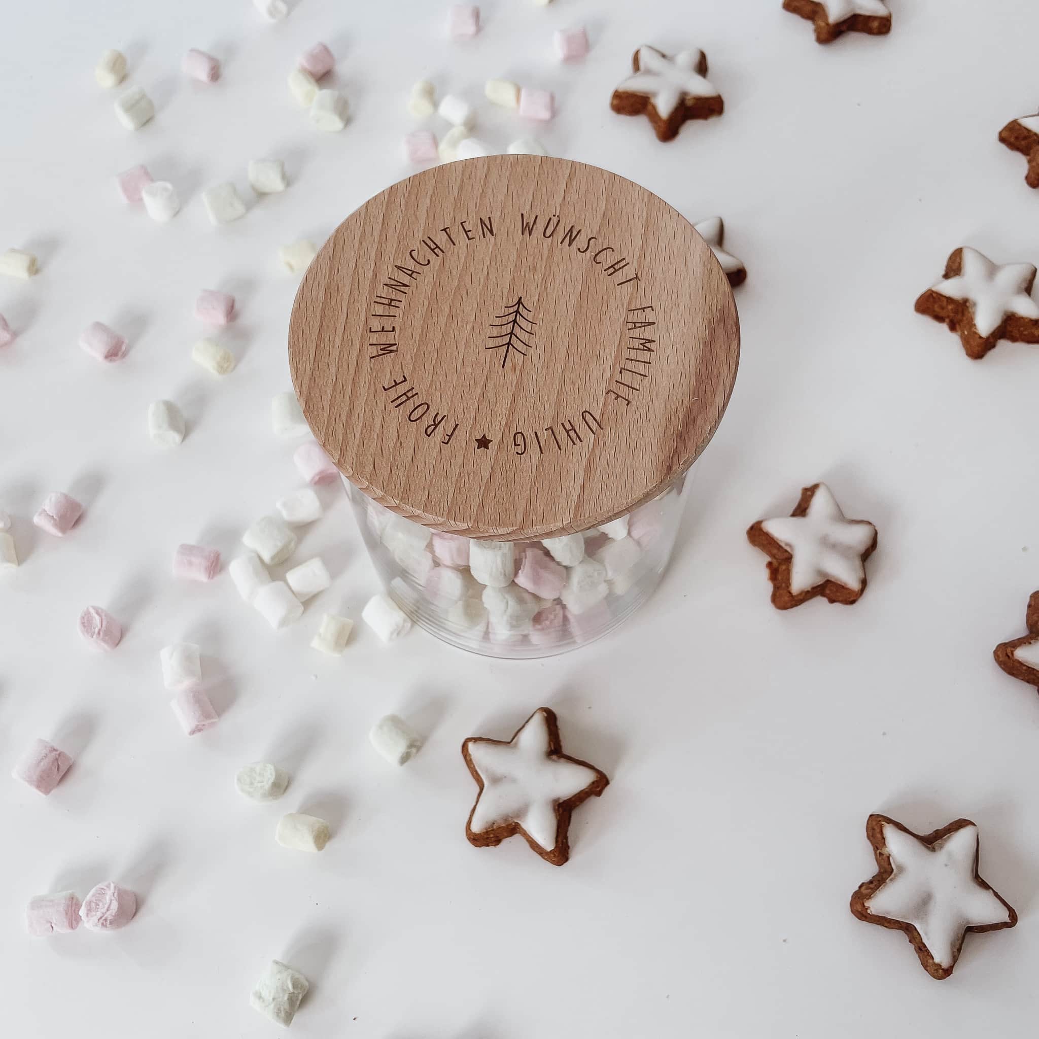 Personalisiertes Vorratsglas – frohe weihnachten wünscht