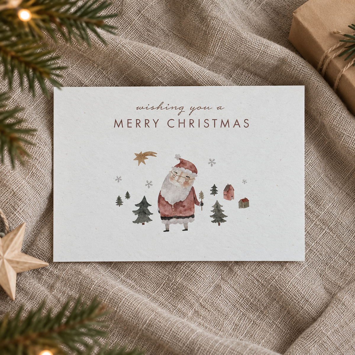 Postkarte - Weihnachtsmann "Merry Christmas" - lyllevenn