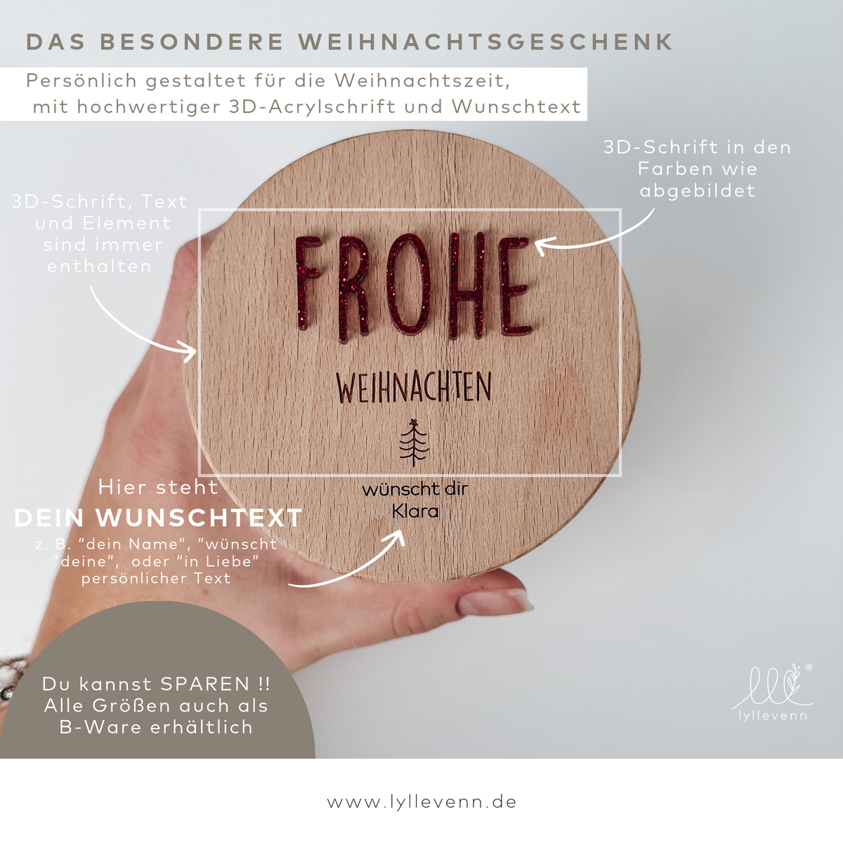 Personalisiertes Vorratsglas - 3D Schrift Frohe Weihnachten