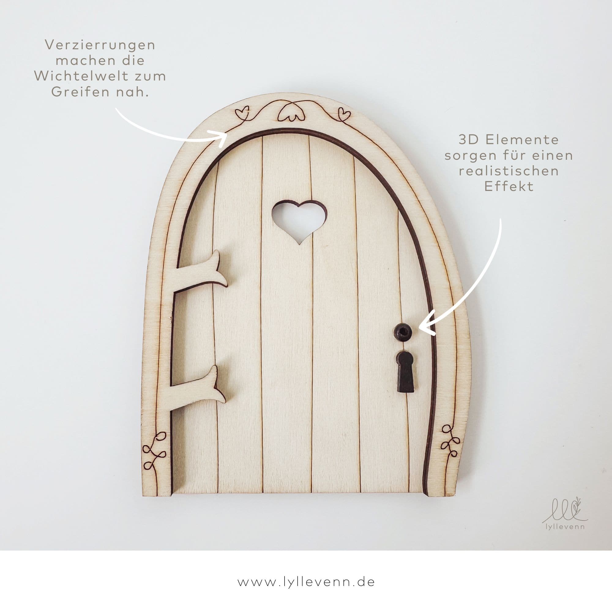 Wichteltür Set personalisiert aus Holz – 14-teilig für Kinder & Weihnachten