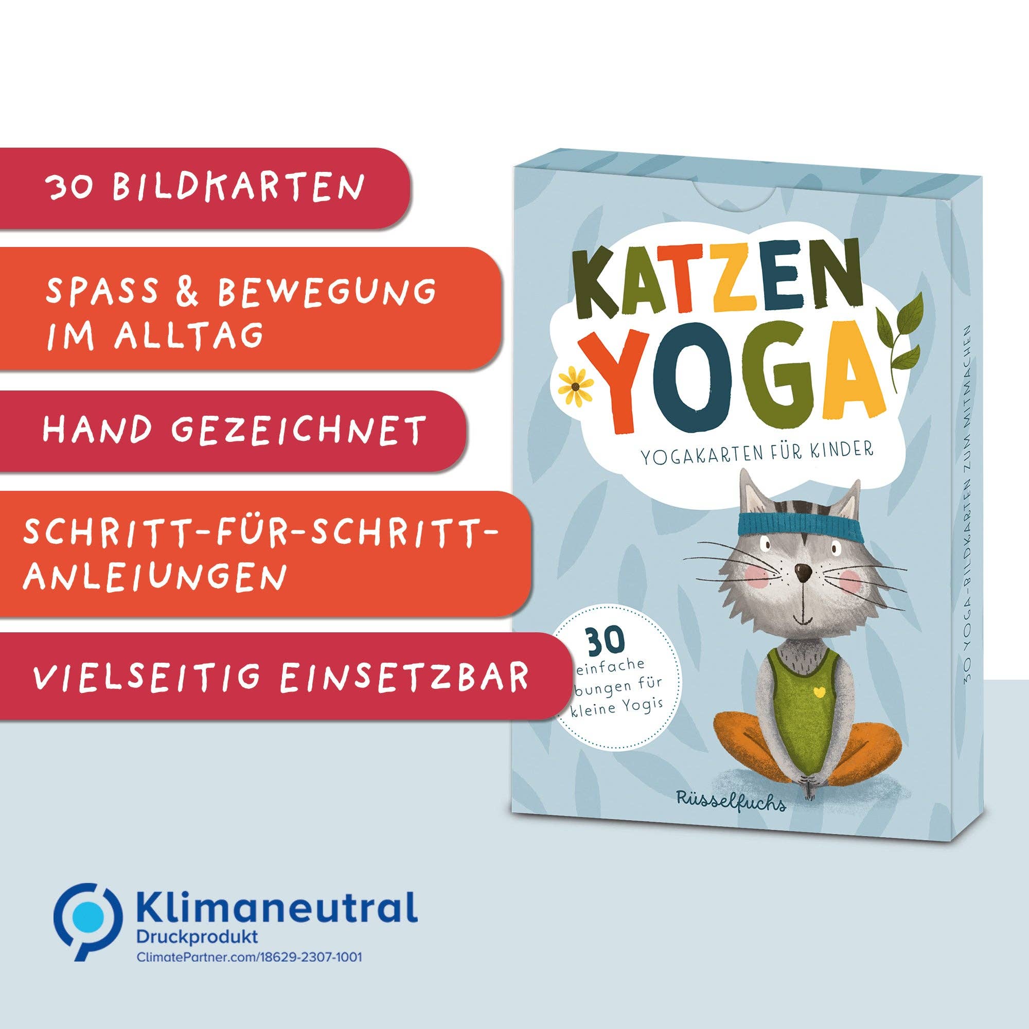 Kinderyoga, Kartenset mit Katzen – Bewegung & Entspannung mit Spaß
