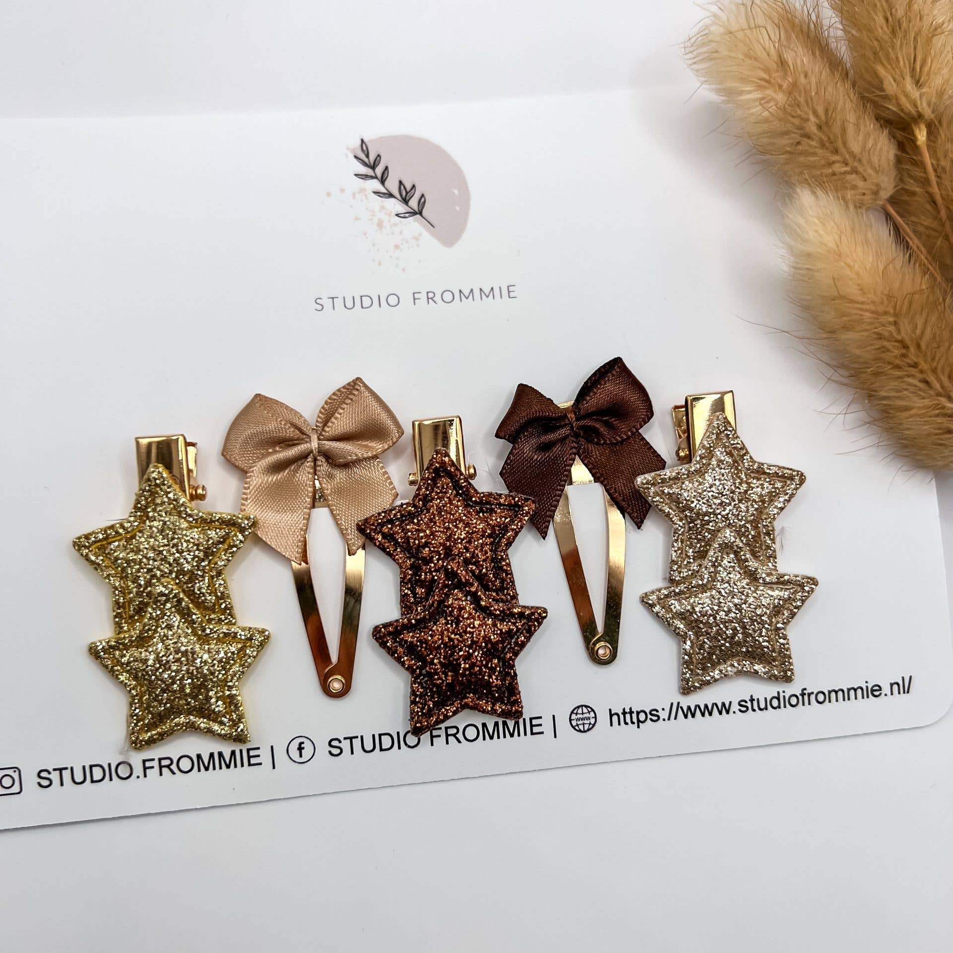 Haarspangen-Set mit Glitzersternen und Schleifen – Festlich