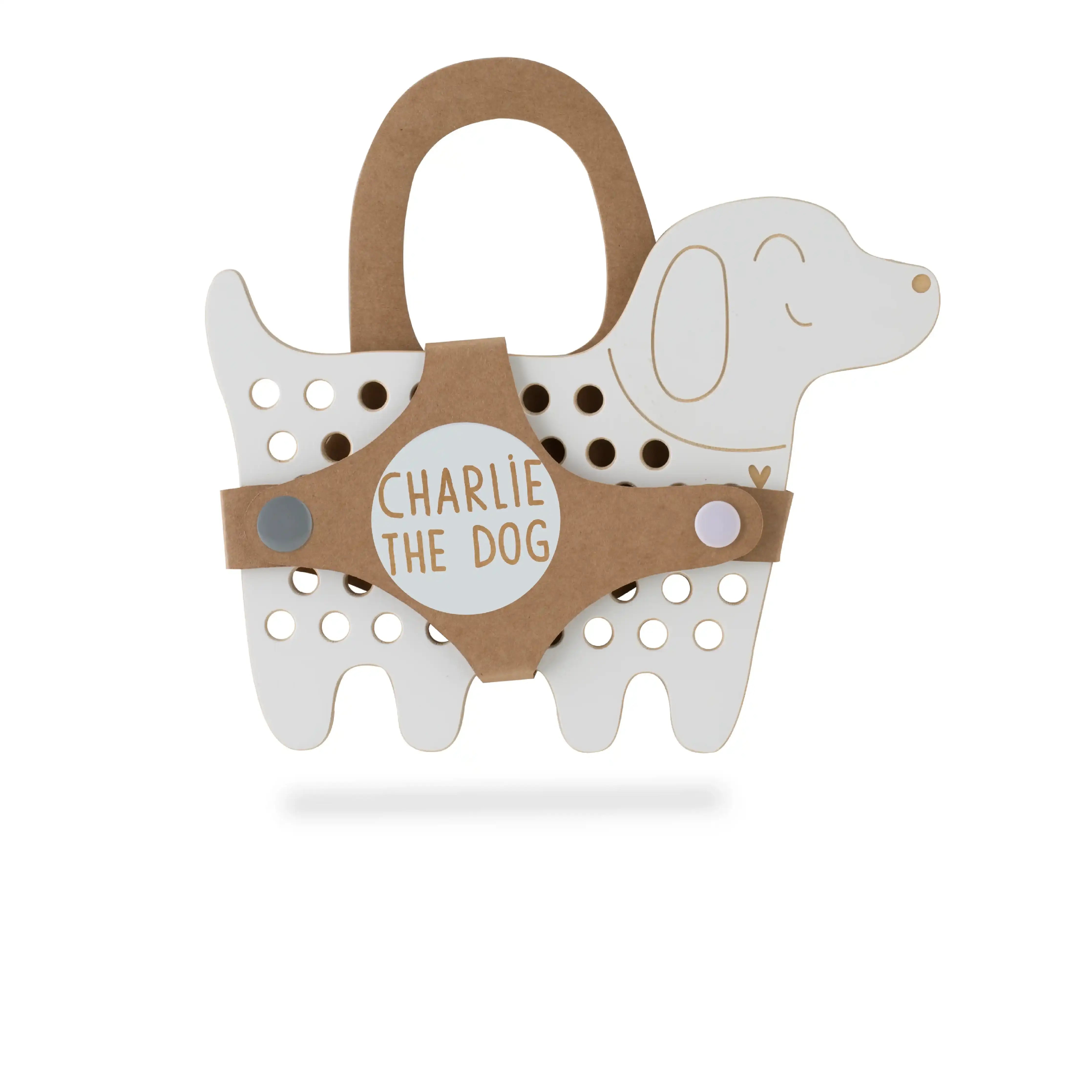 Fädelspiel „Niko der Hund“ aus Holz – Feinmotorik mit Spaß lernen