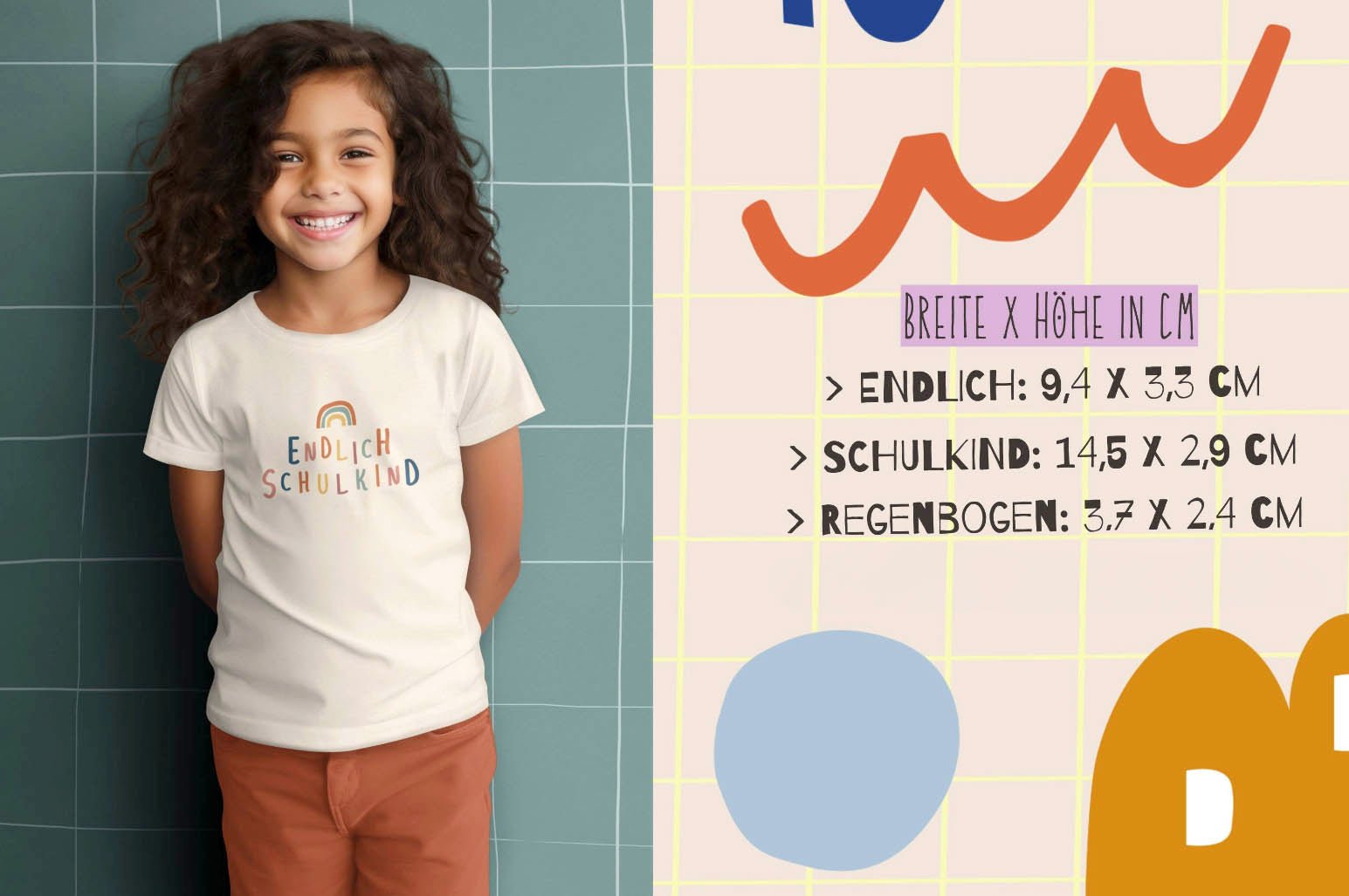 Bügelbild - Endlich Schulkind Regenbogen - lyllevenn