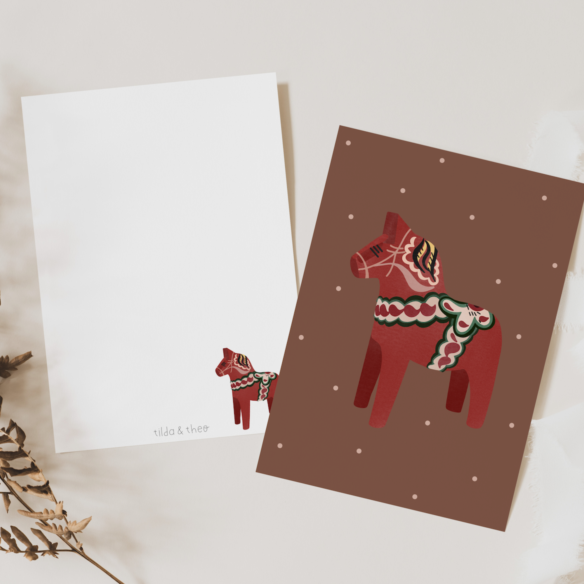 Postkarte Weihnachten Schweden - Dalapferd