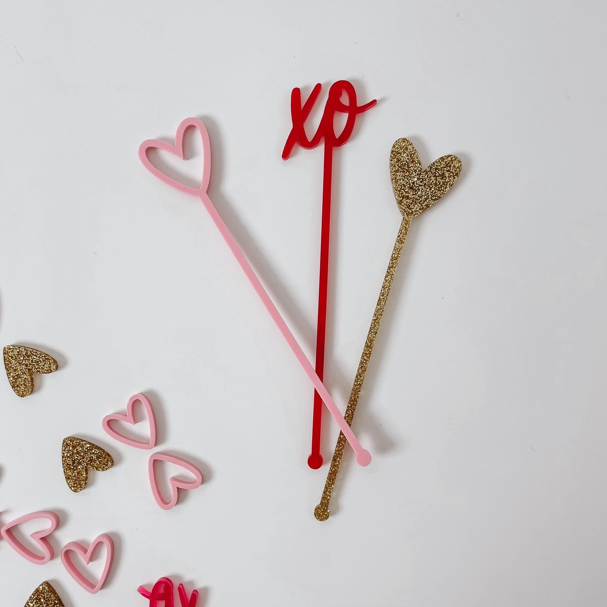 Cocktail - Rührstäbchen zum Valentinstag - aus Acryl - lyllevenn