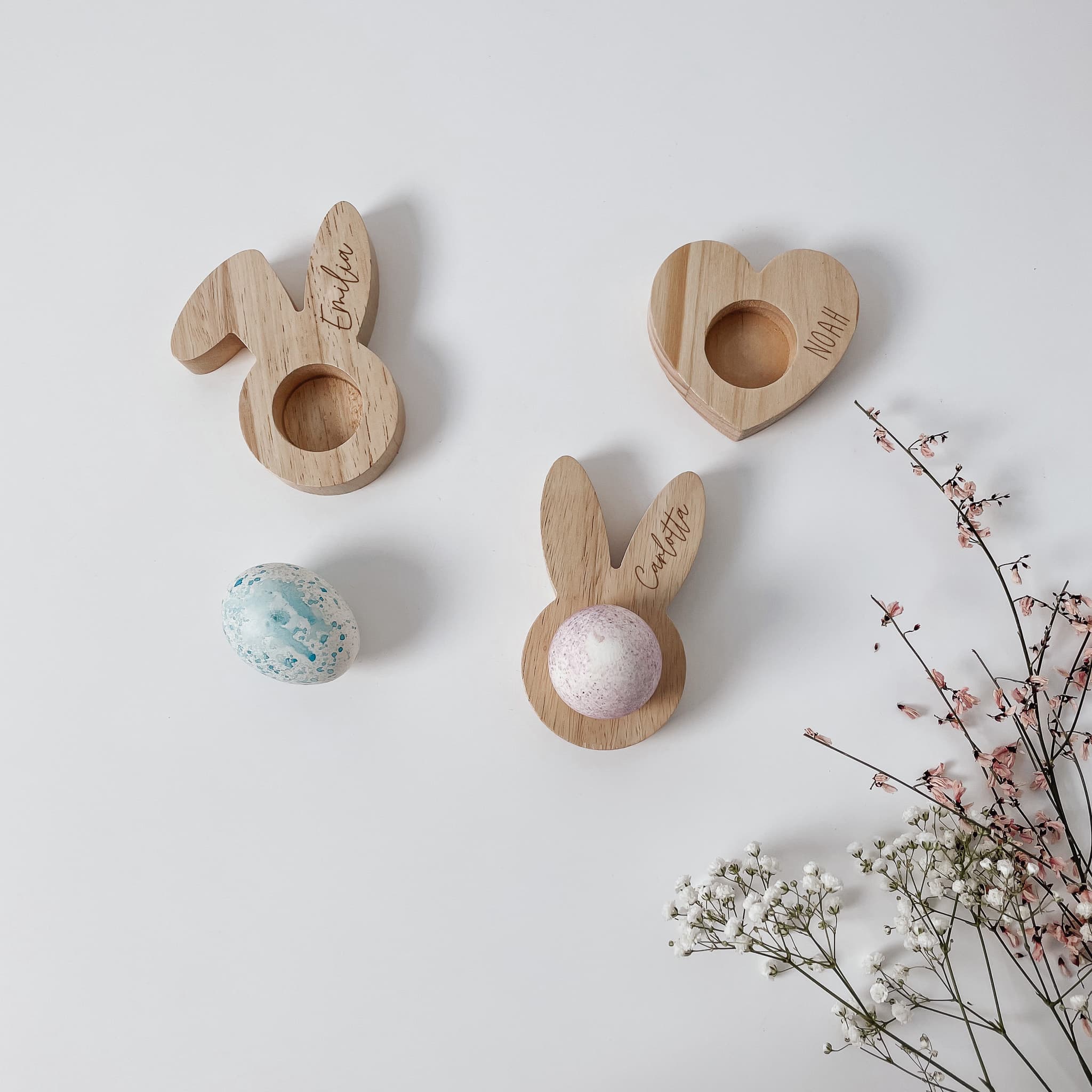 Eierbecher personalisiert Holz - Hase - lyllevenn