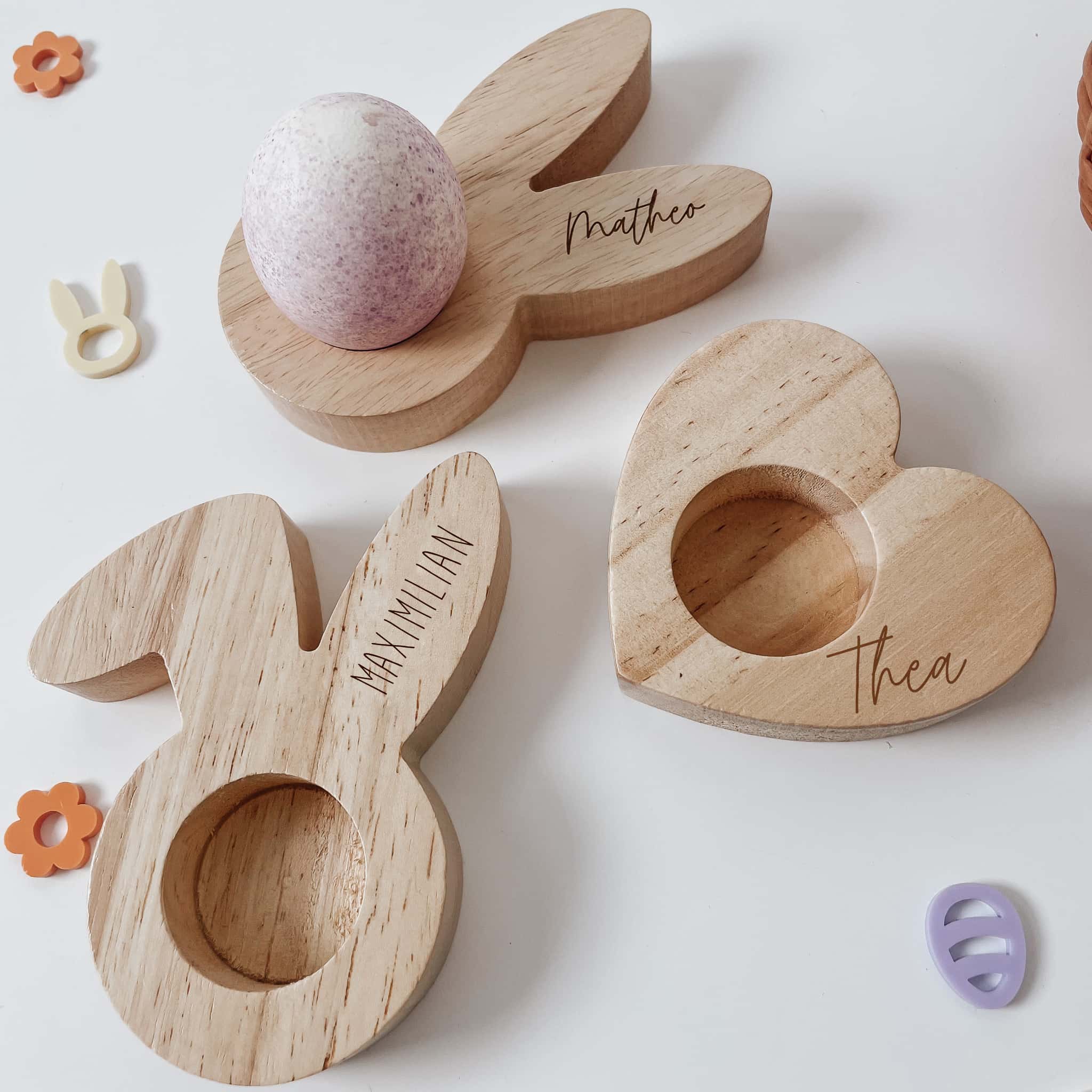 Eierbecher personalisiert Holz - Herzform - lyllevenn