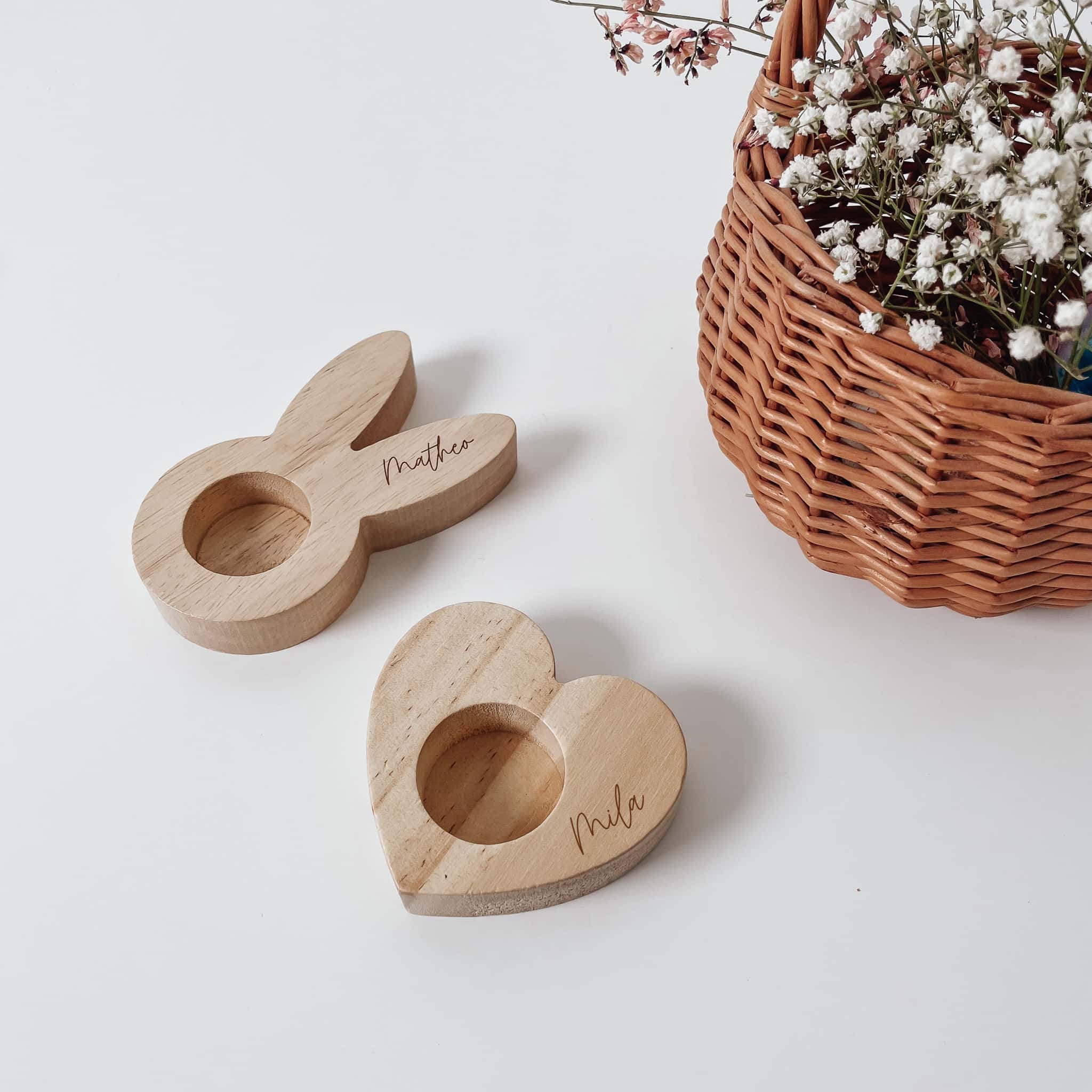 Eierbecher personalisiert Holz - Herzform - lyllevenn