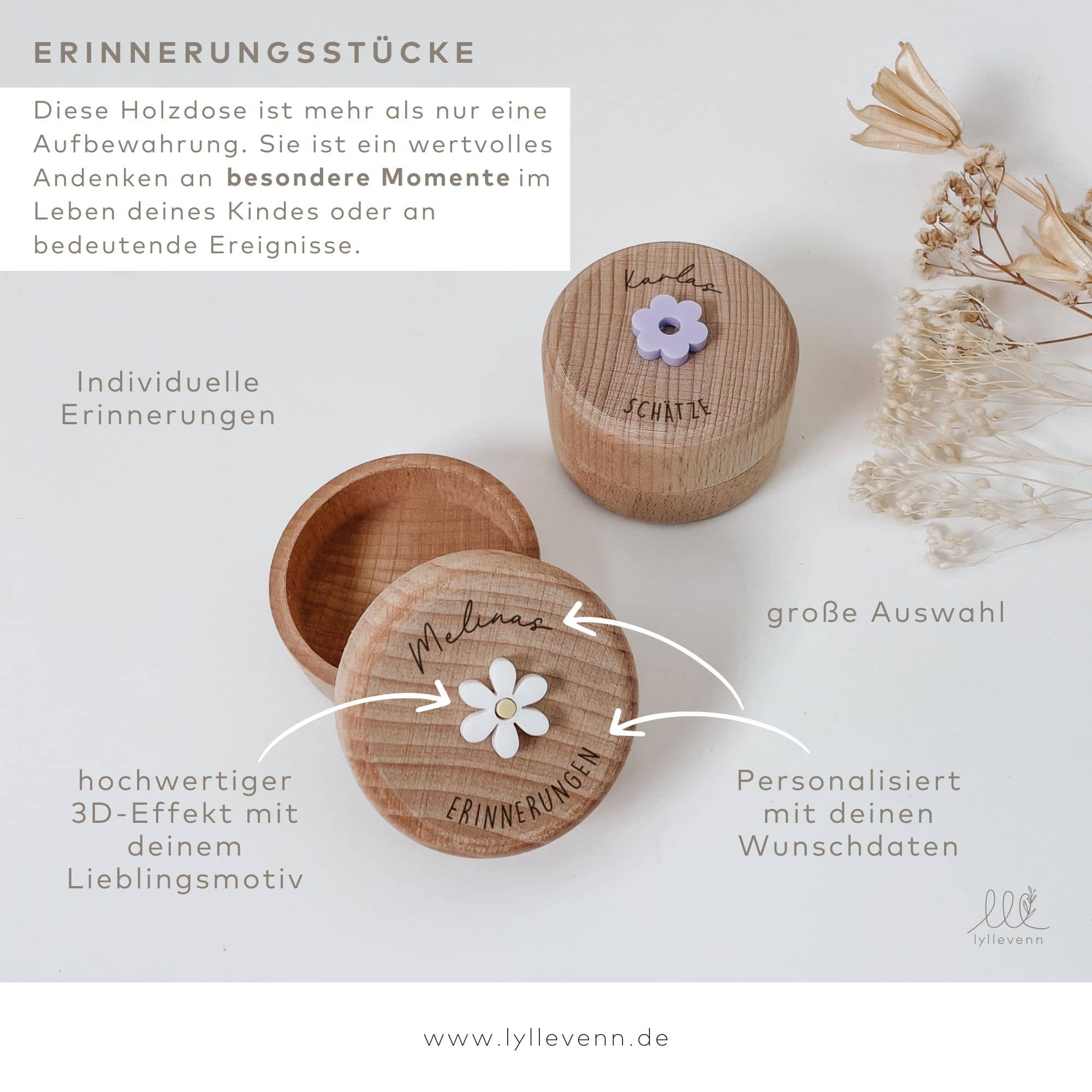 Milchzahndose Holz personalisiert – Magie