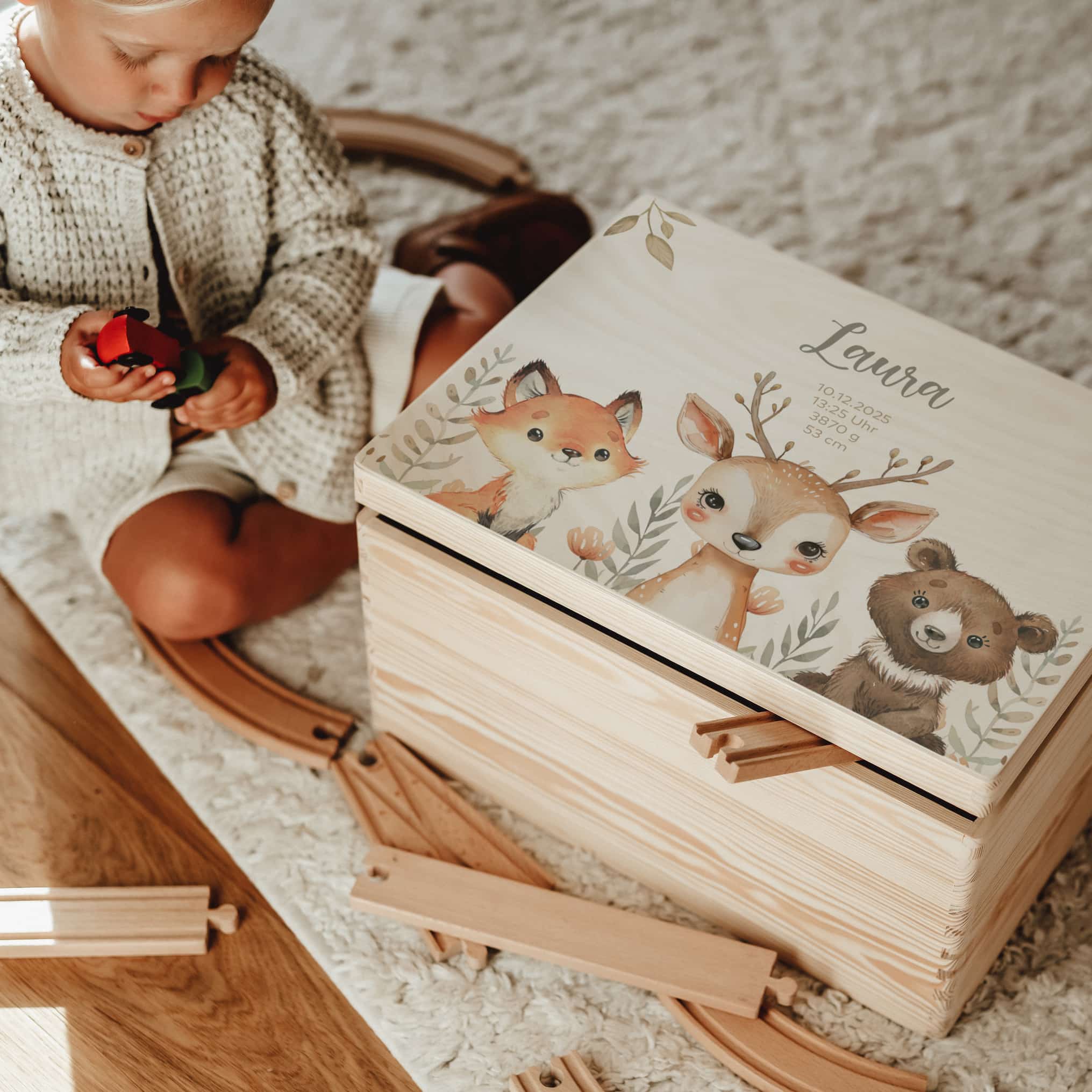 Erinnerungskiste Holz personalisiert - Forest Trio - lyllevenn