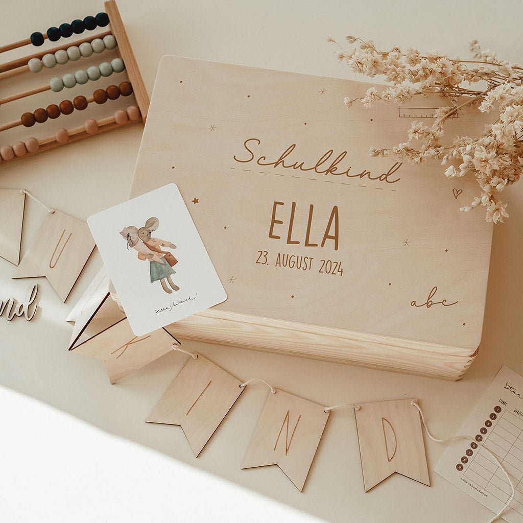 Erinnerungskiste Holz personalisiert - Schulkind - lyllevenn