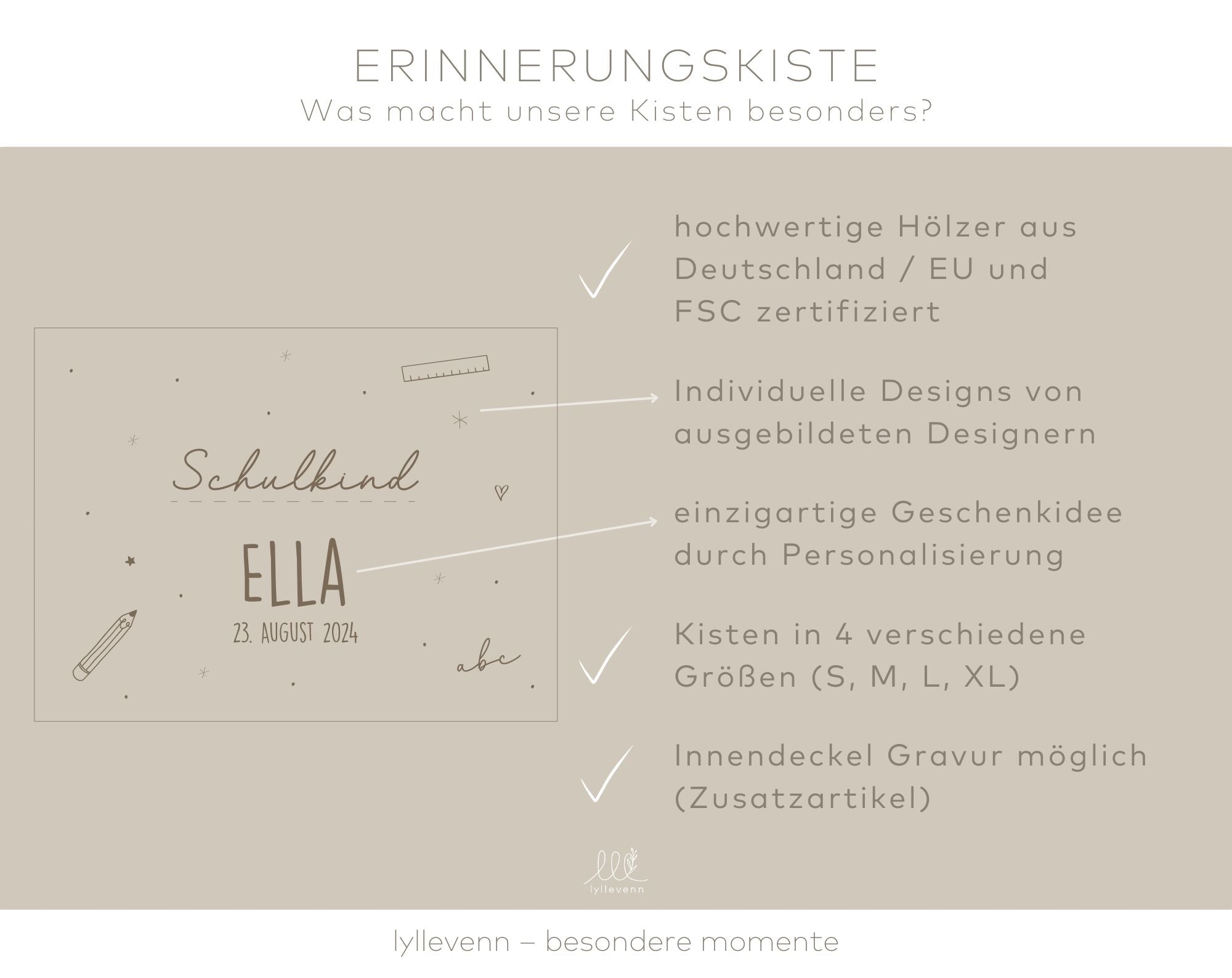 Erinnerungskiste Holz personalisiert - Schulkind - lyllevenn