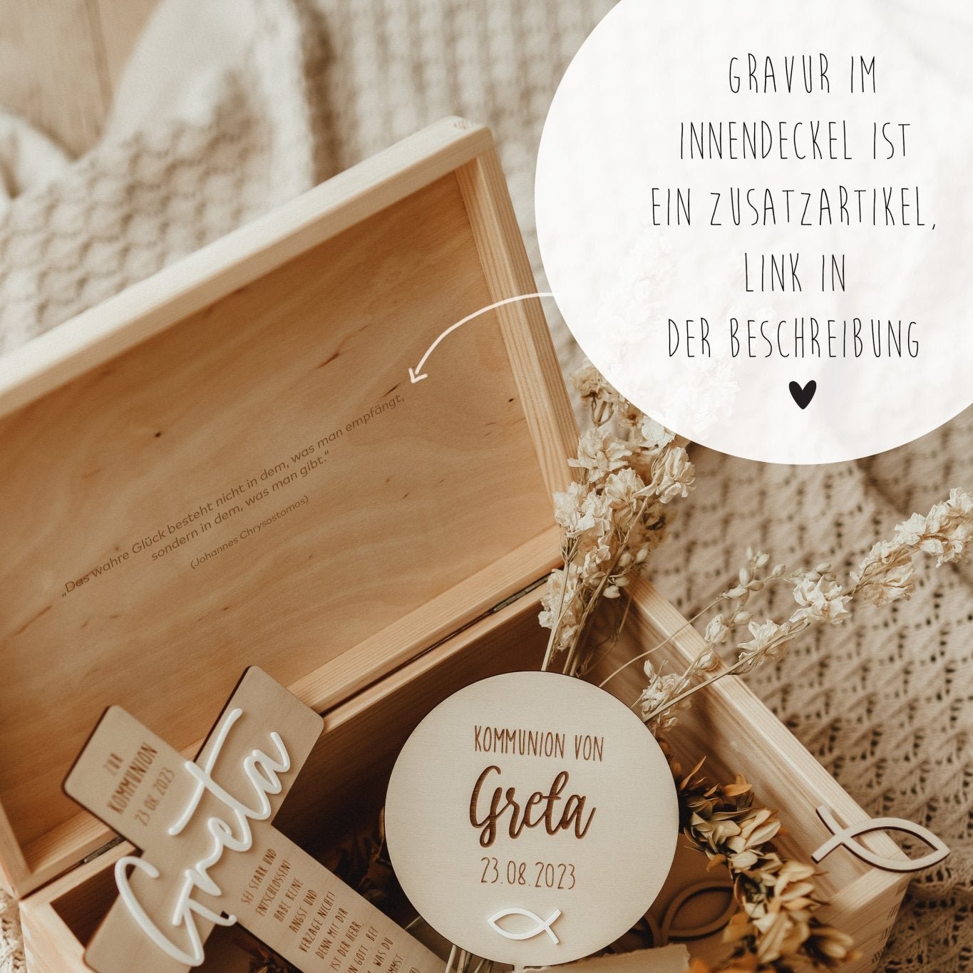 Erinnerungskiste Holz personalisiert - Taufe & Kommuion - lyllevenn