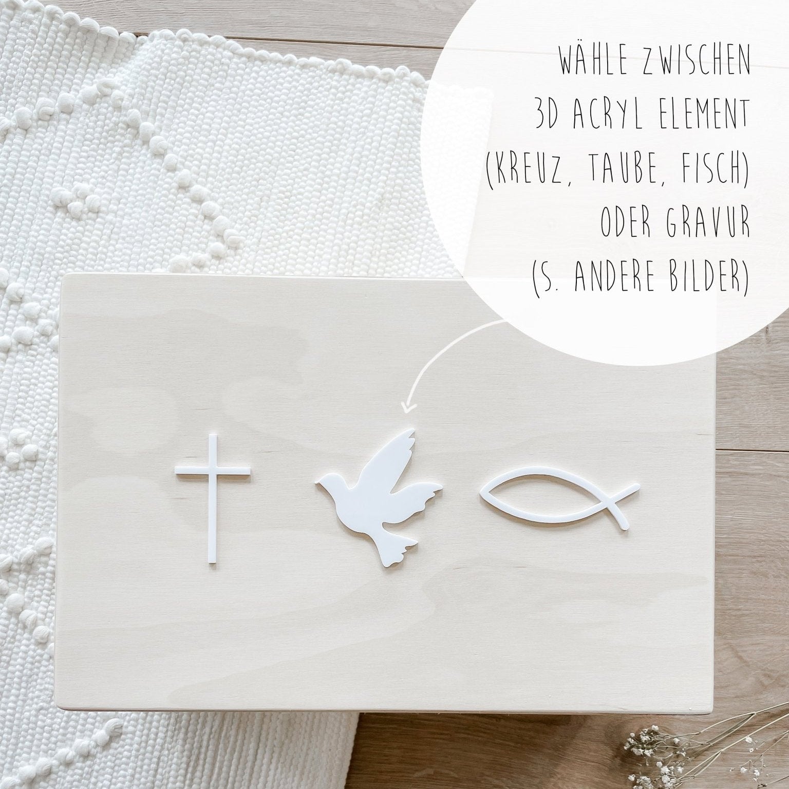 Erinnerungskiste personalisiert, 3D Elemente – Taufe und Kommunion - lyllevenn