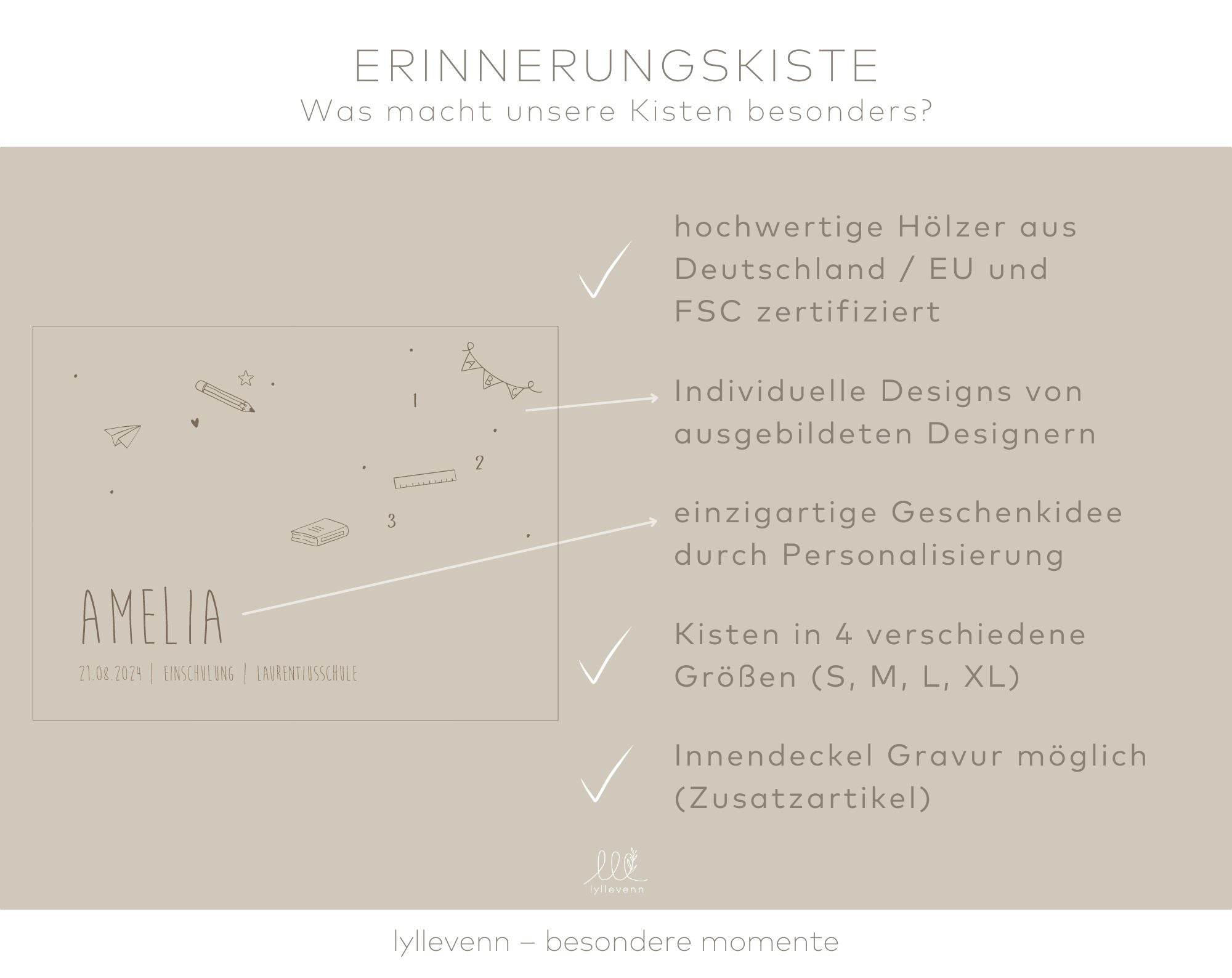 Erinnerungskiste personalisiert – Einschulung - lyllevenn