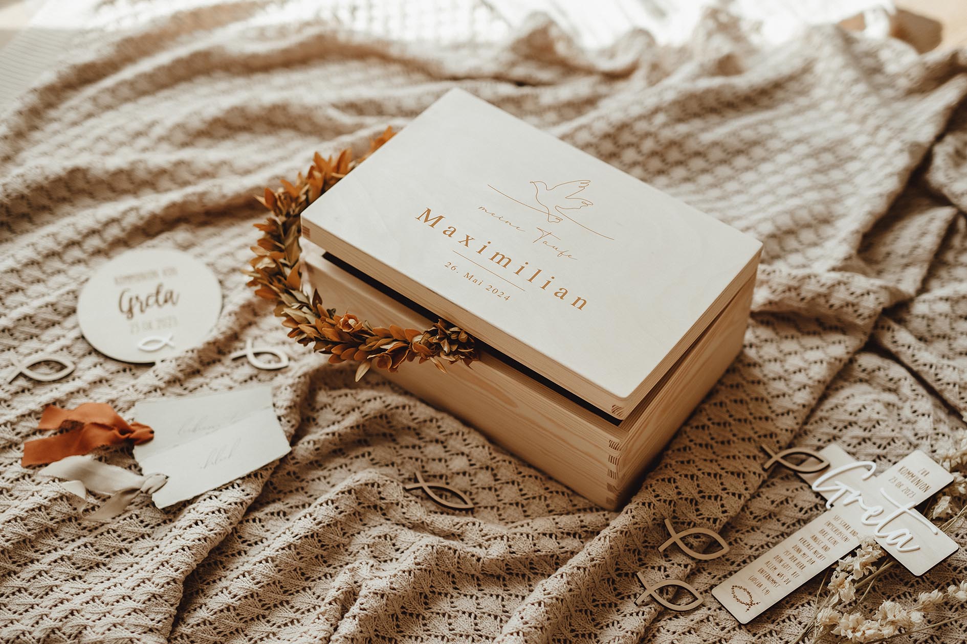 Erinnerungskiste personalisiert – Taufe, Kommunion, Konfirmation - lyllevenn