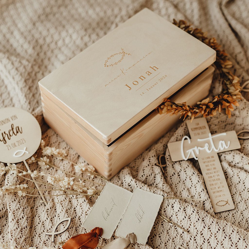 Erinnerungskiste personalisiert – Taufe, Kommunion, Konfirmation - lyllevenn