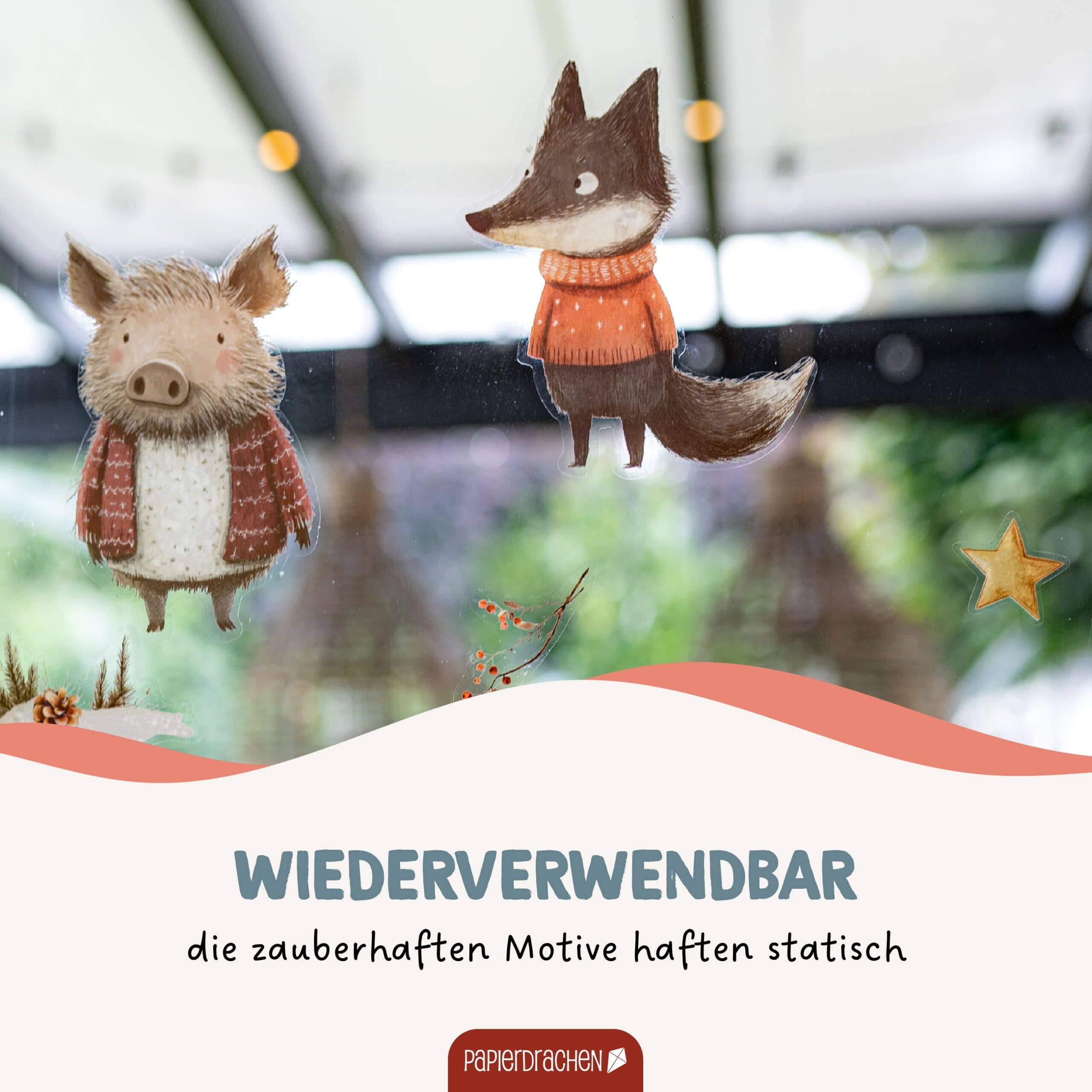 Fensterbilder Weihnachten – Waldtiere