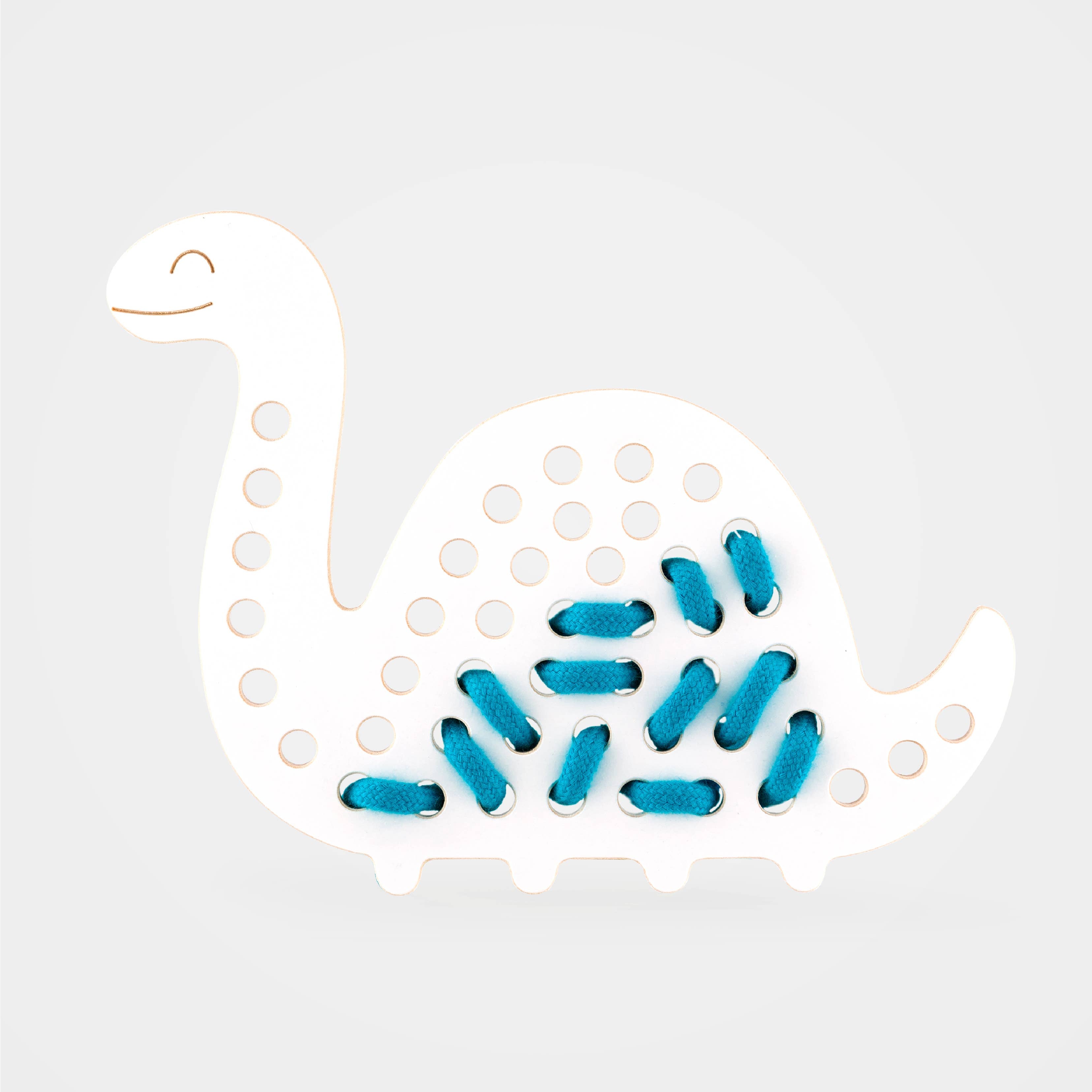 Fädelspiel aus Holz – 'Max der Dinosaurier', Montessori-Spielzeug für Kinder