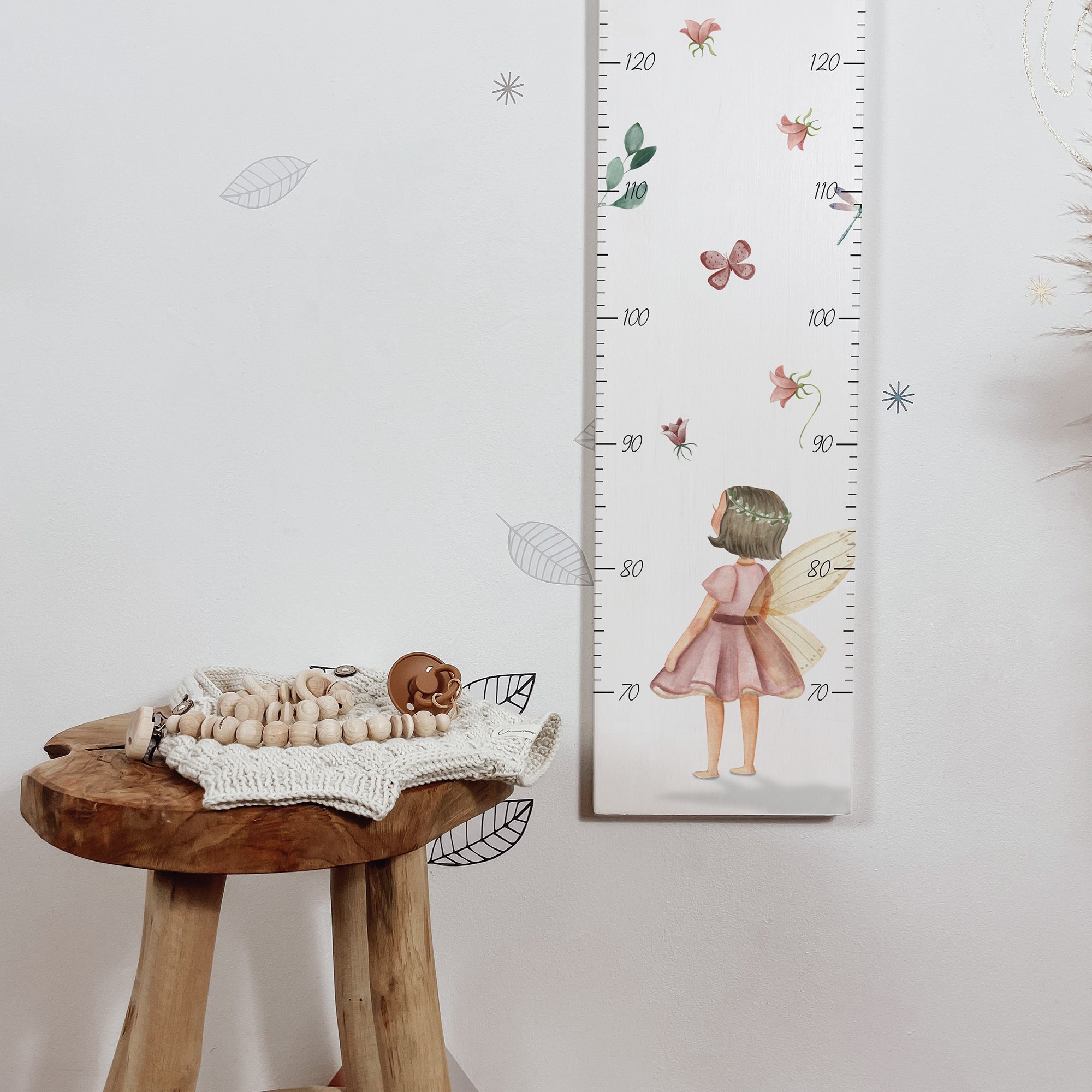 Kindermesslatte Holz personalisiert - Feenzauber