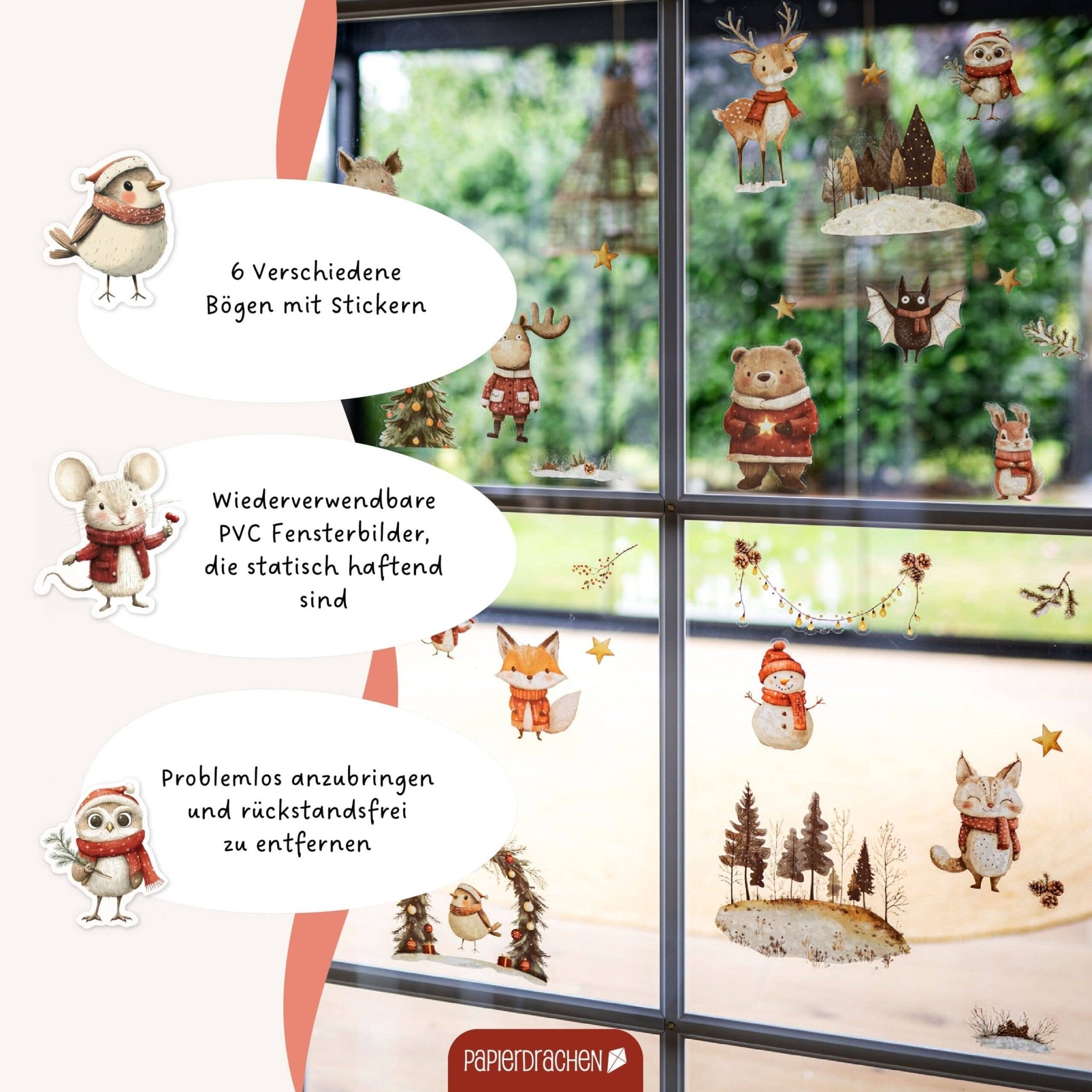 Fensterbilder Weihnachten – Waldtiere - lyllevenn