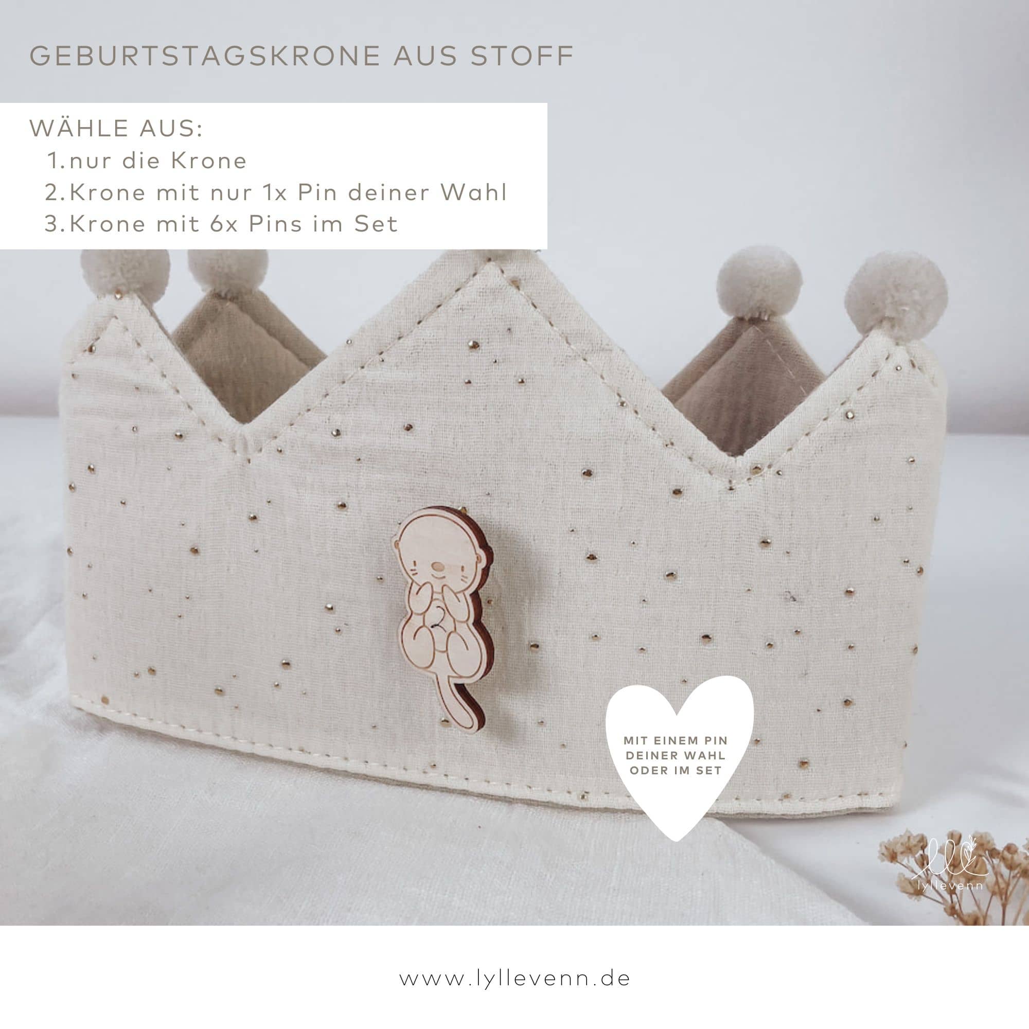Geburtstagskrone aus Stoff – zweifarbig wendbar - lyllevenn