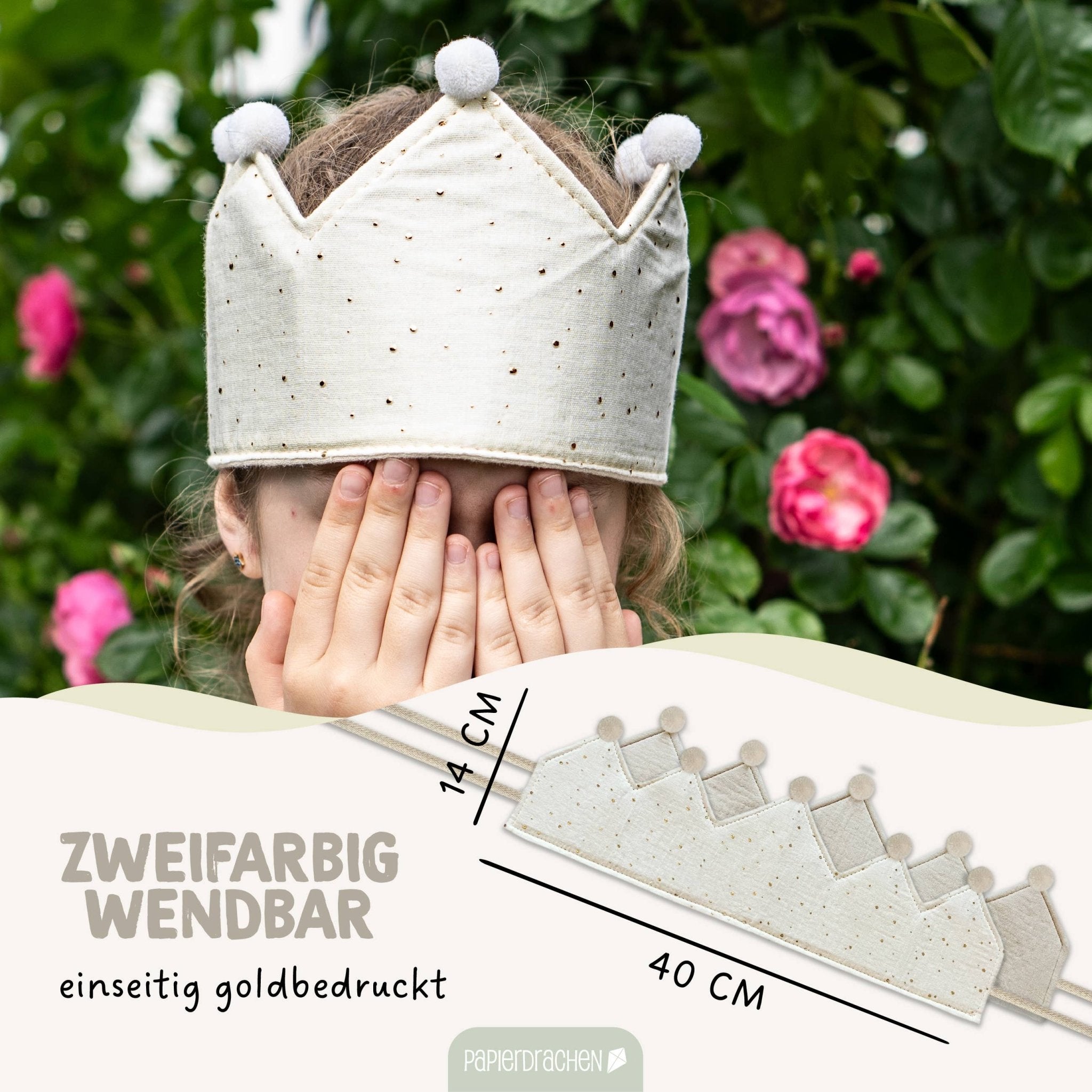 Geburtstagskrone aus Stoff – zweifarbig wendbar - lyllevenn