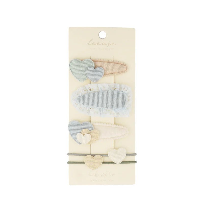 Haaraccessoire - Set - Herz & Broderie Anglaise in Blau - lyllevenn