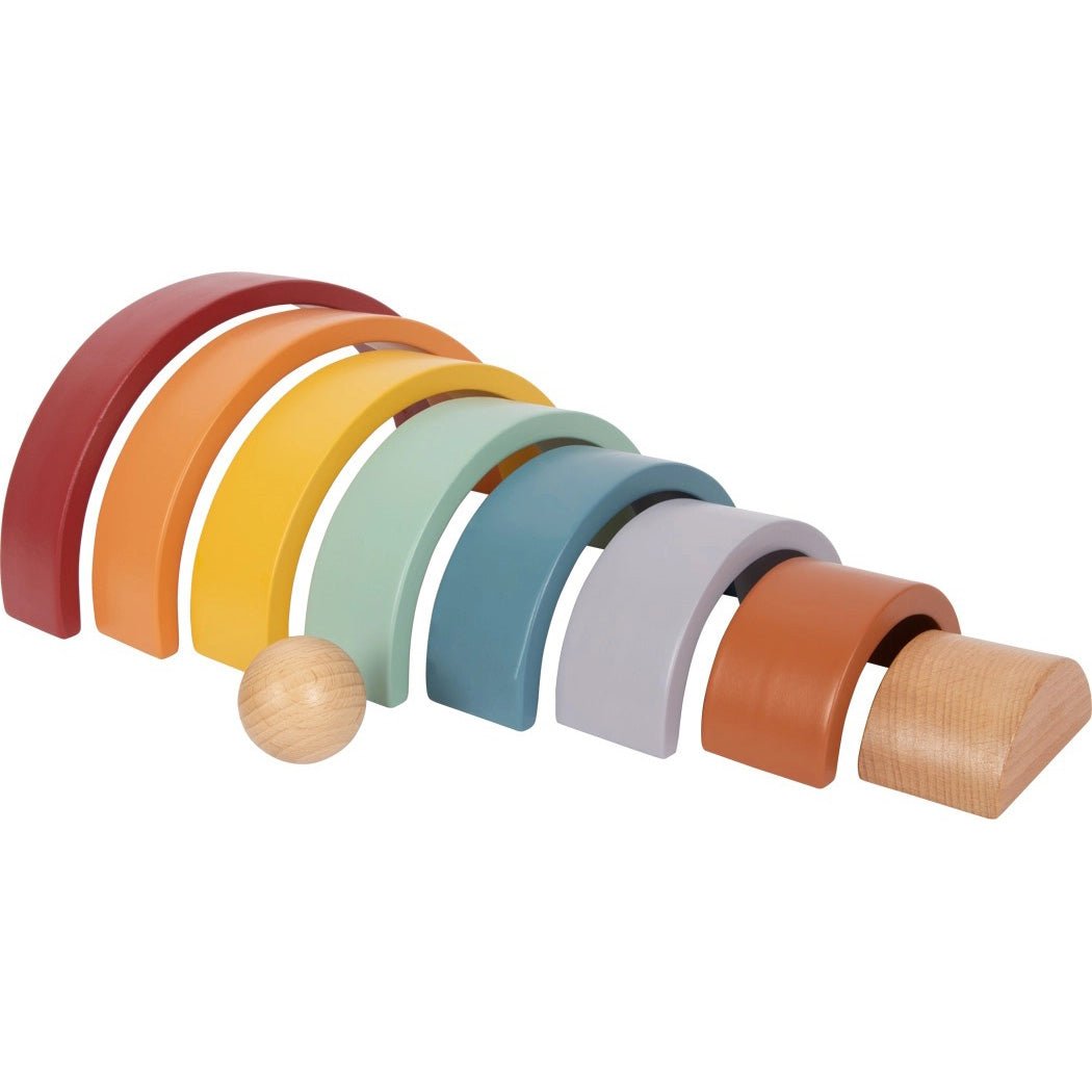 Holzbausteine Regenbogen personalisiert mit Name und Datum | Stapelbogen aus Holz - lyllevenn