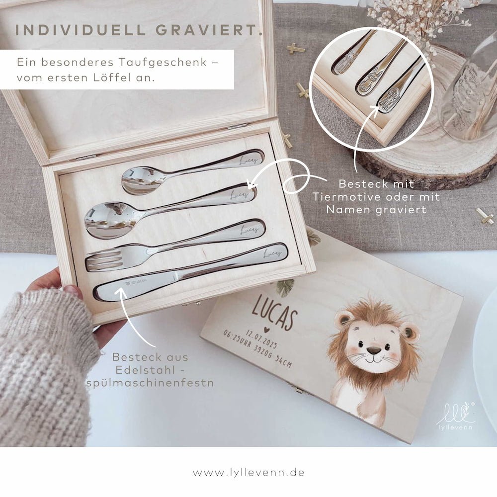 Kinderbesteck personalisierbar bedruckt - Safari - lyllevenn