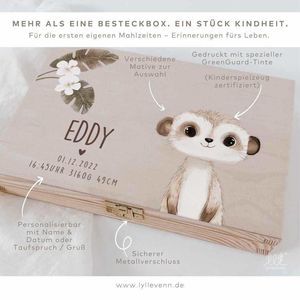Kinderbesteck personalisierbar bedruckt - Safari - lyllevenn