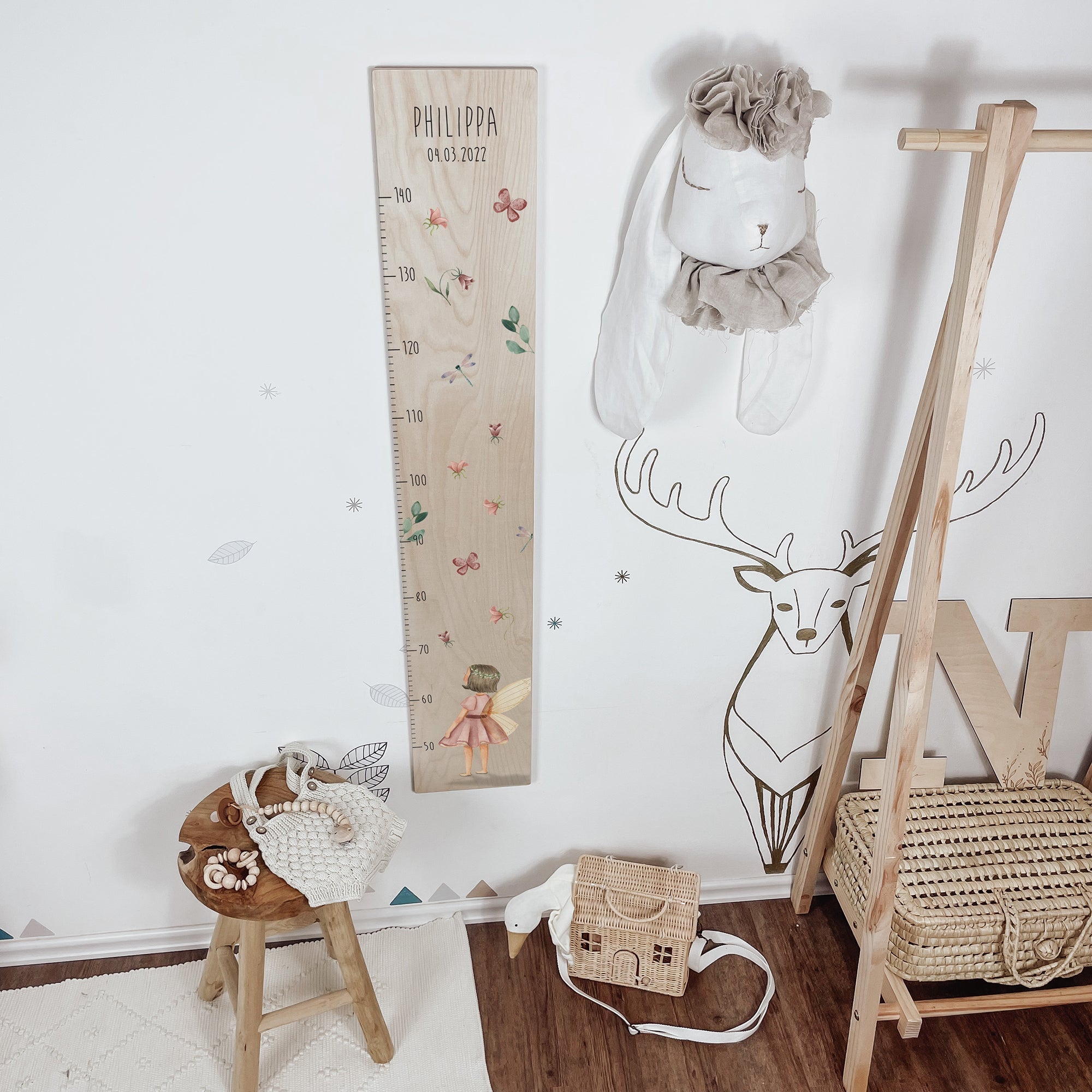 Kindermesslatte Holz personalisiert - Feenzauber - lyllevenn