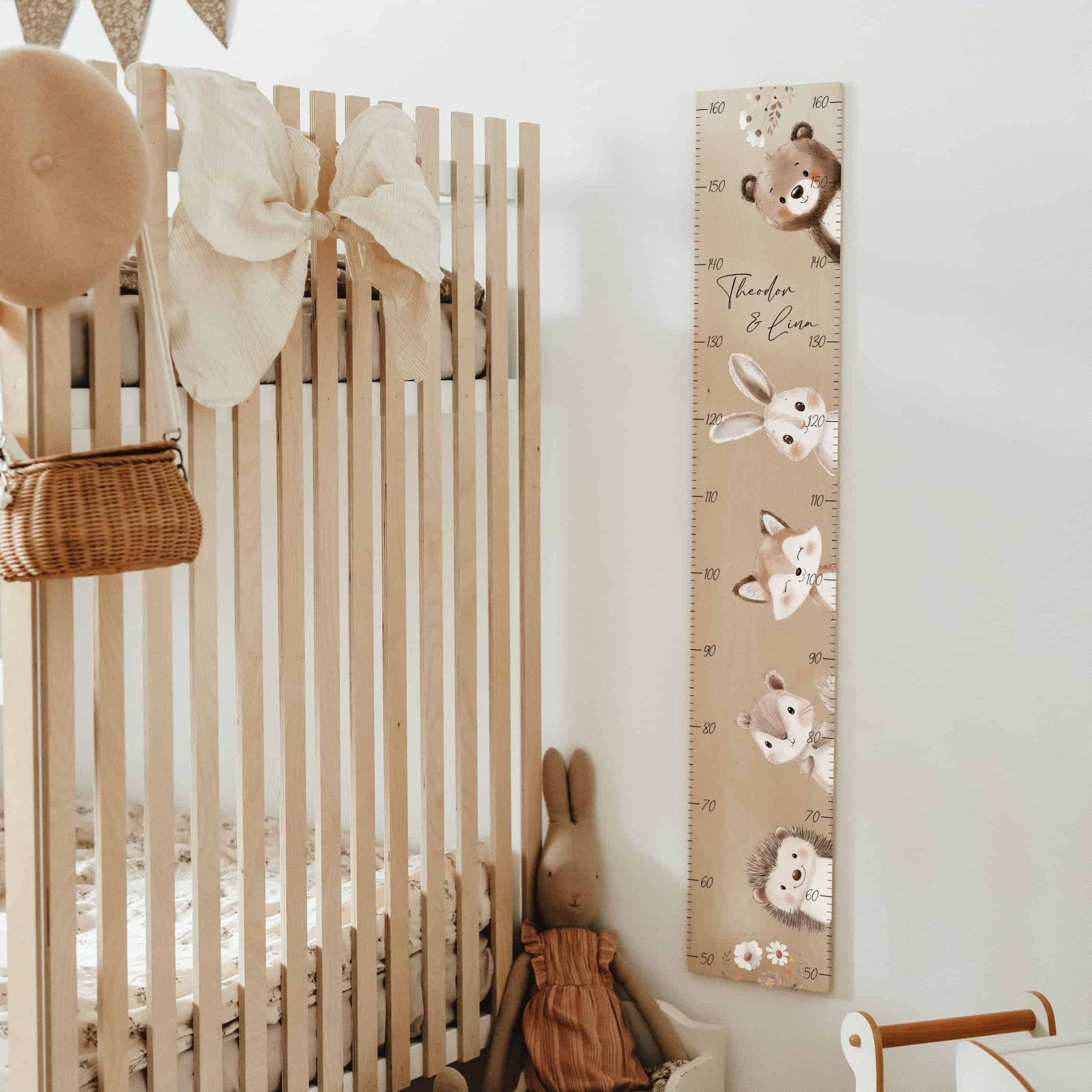 Kindermesslatte Holz personalisiert - hello woodland - lyllevenn