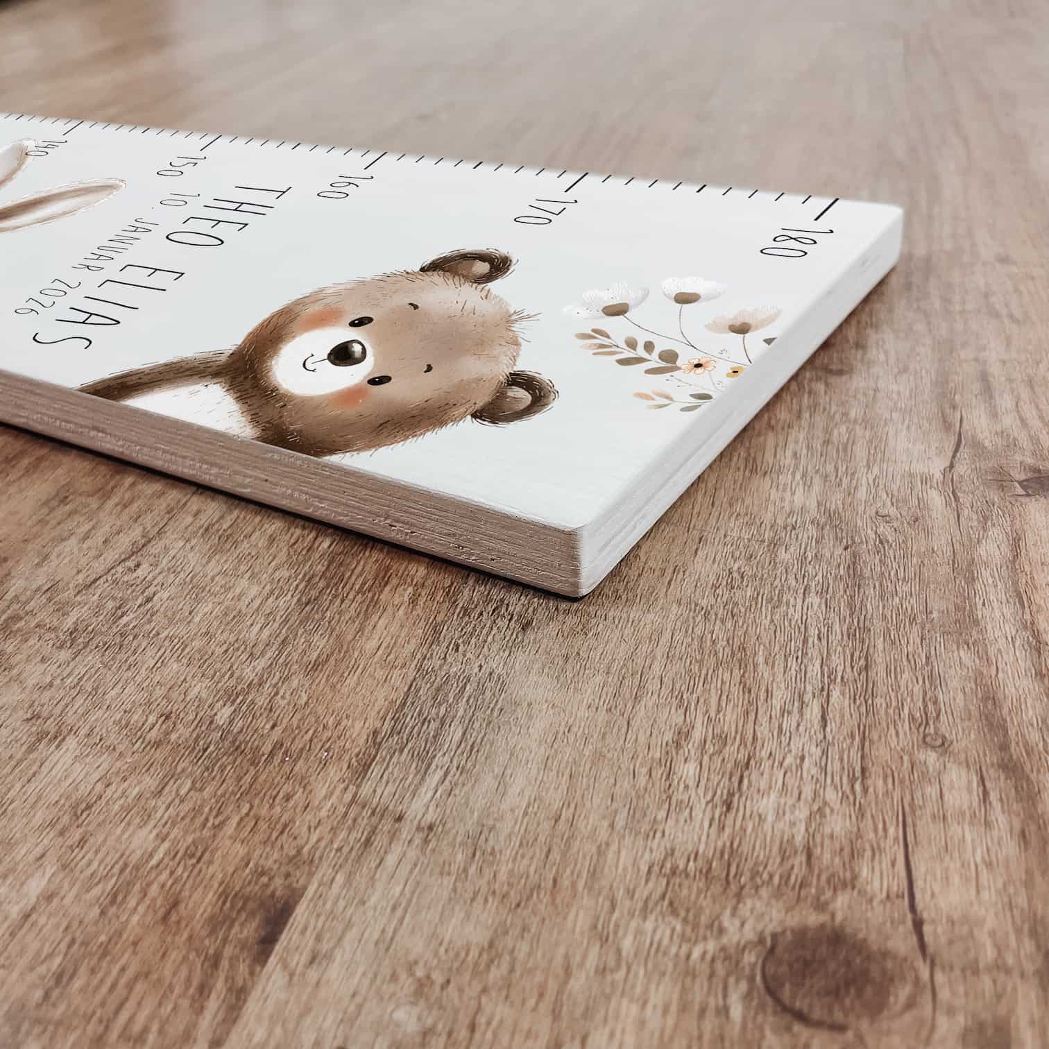 Kindermesslatte Holz personalisiert - hello woodland - lyllevenn