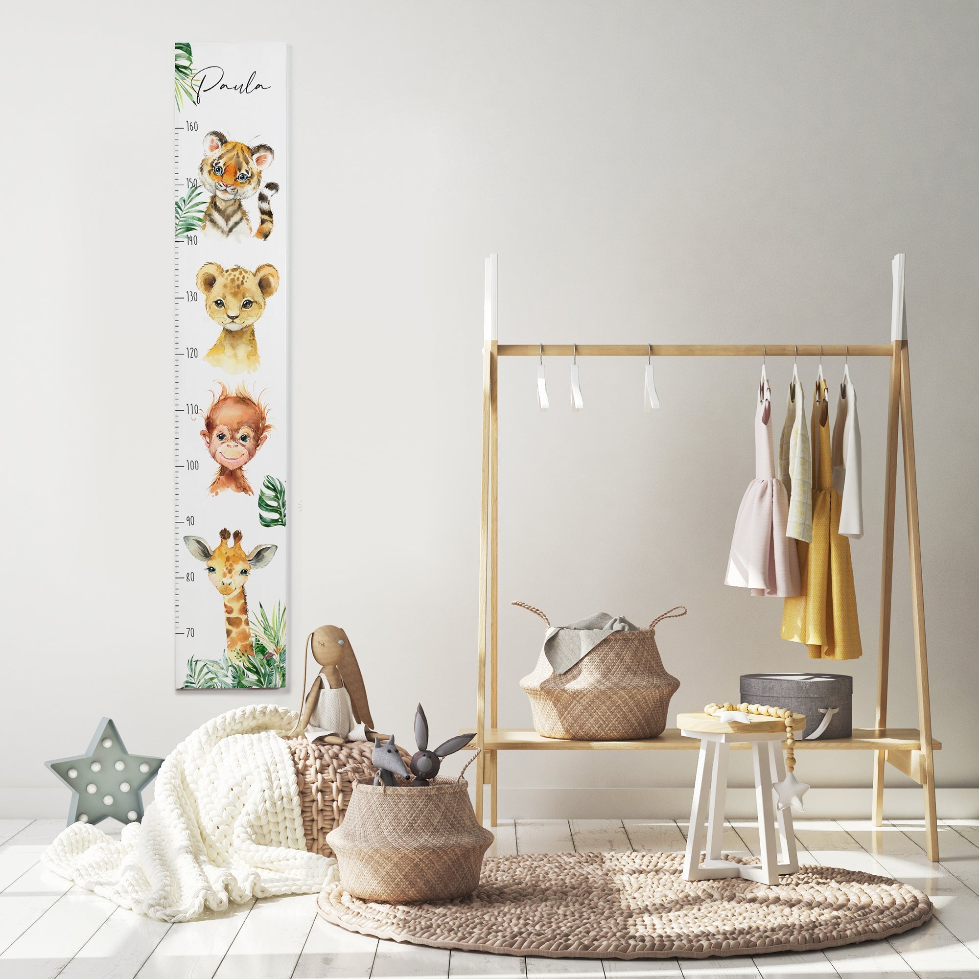 Kindermesslatte Holz personalisiert - Jungle Adventure - lyllevenn