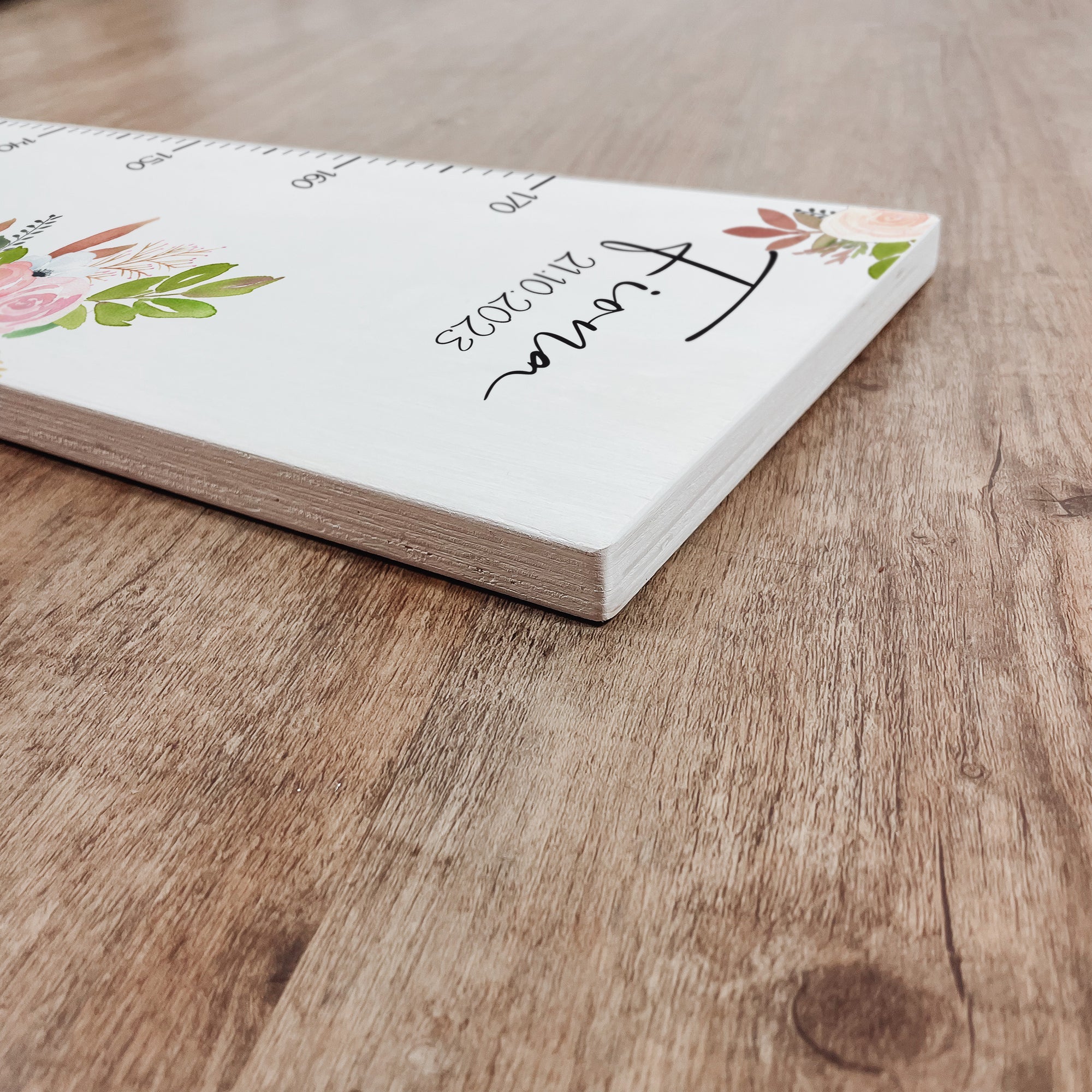 Kindermesslatte Holz personalisiert - Rosenzauber - lyllevenn
