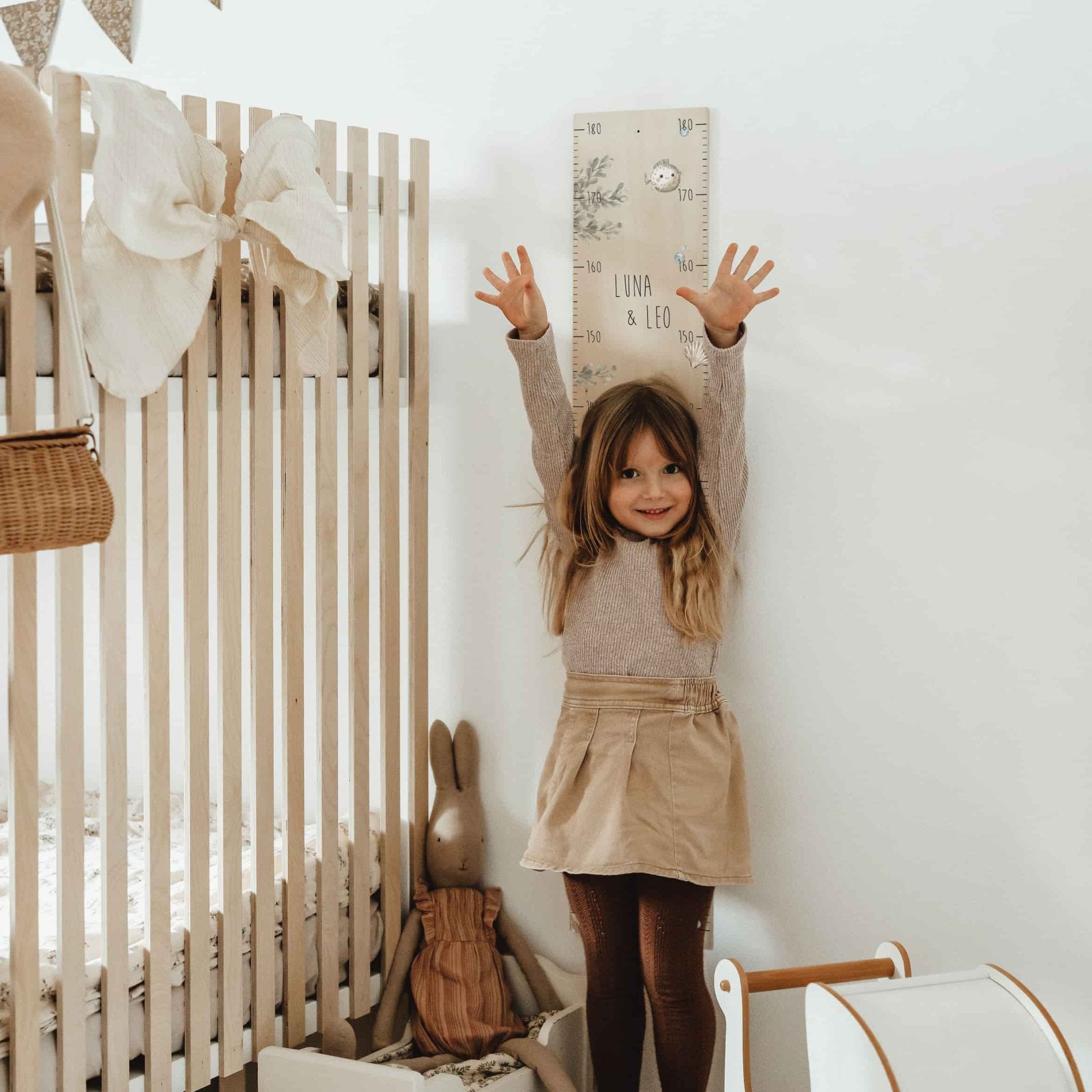 Kindermesslatte Holz personalisiert - Unterwasserwelt - lyllevenn