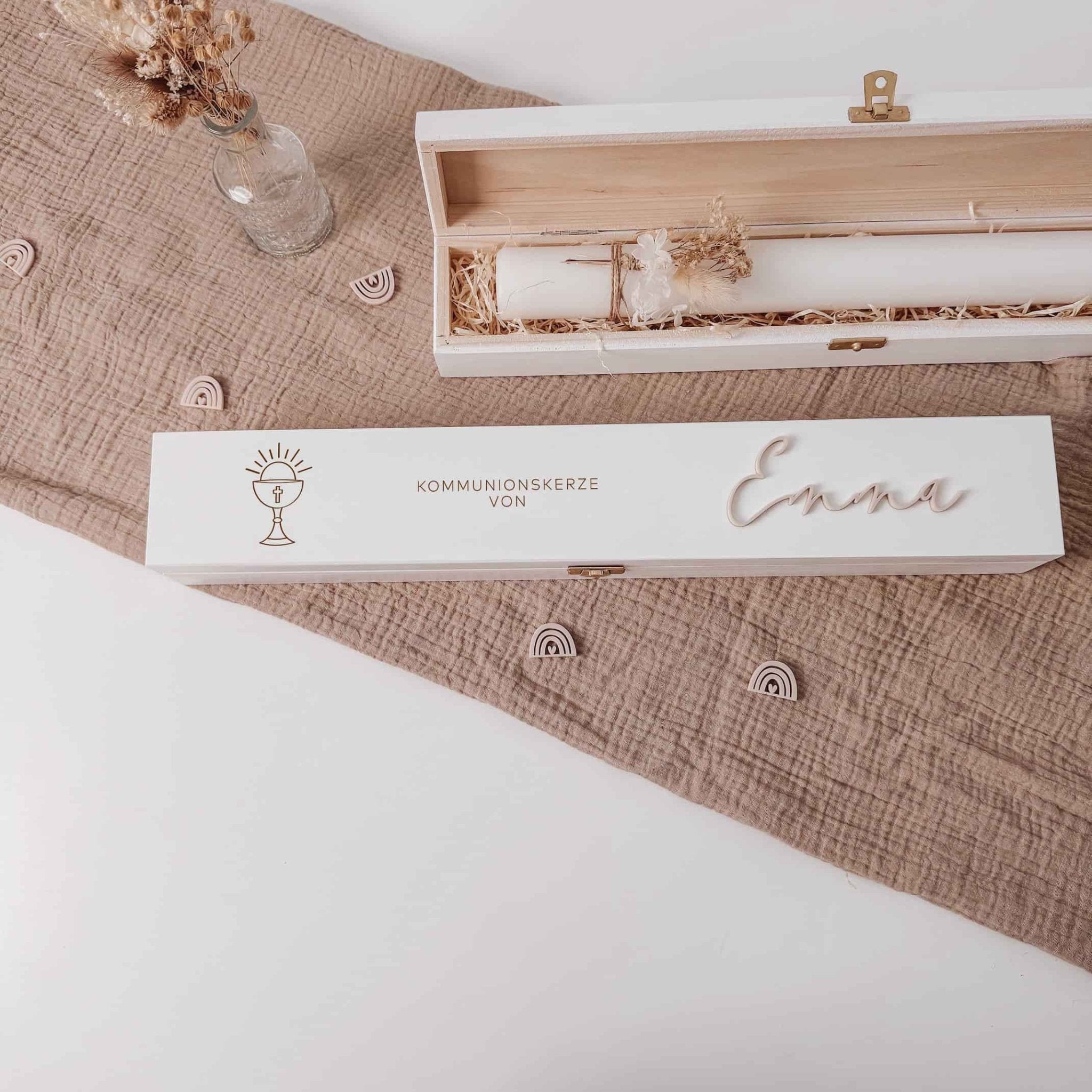 Kommunionskerzenbox groß - mit 3D Schriftzug - lyllevenn