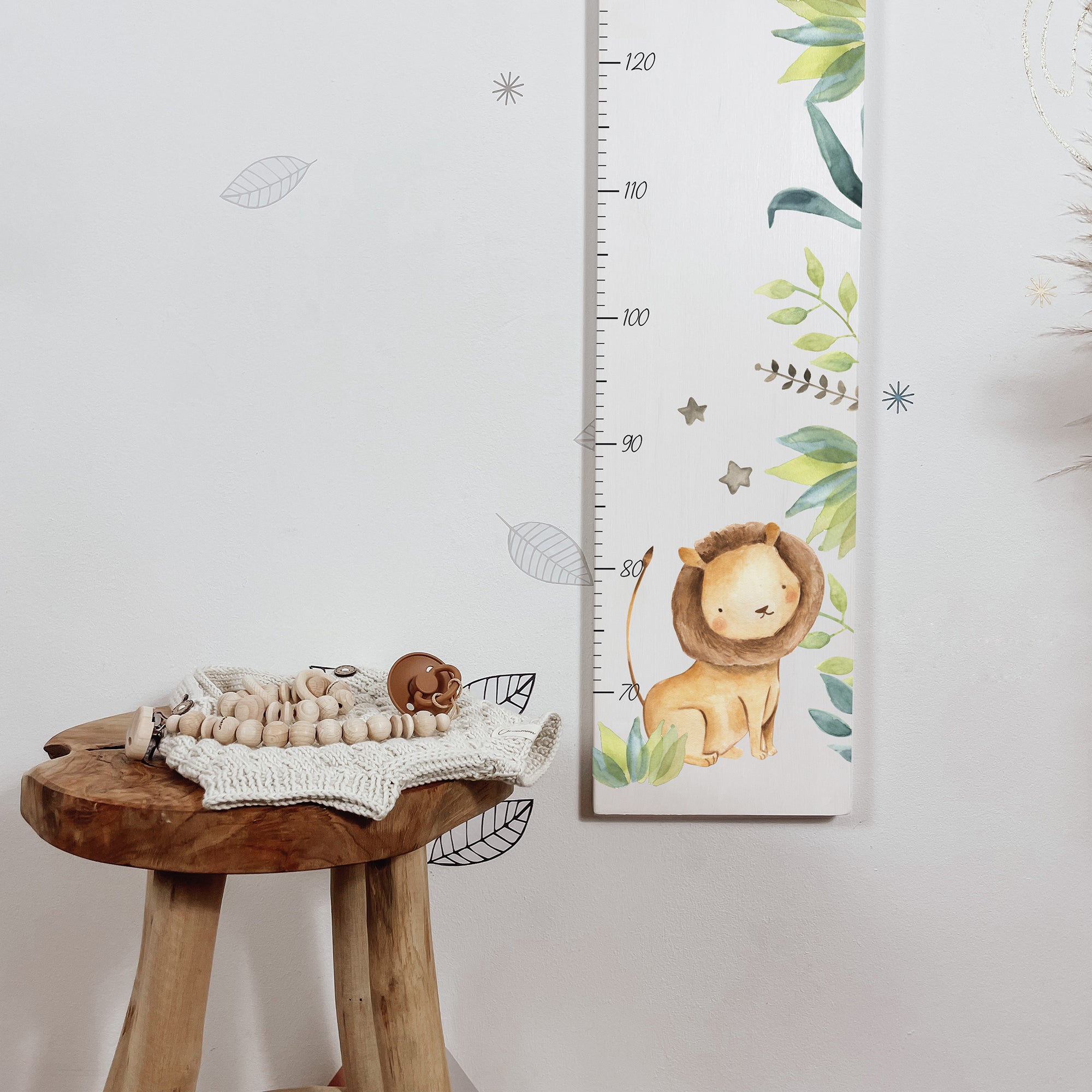 Kindermesslatte Holz personalisiert - Mini Dschungel