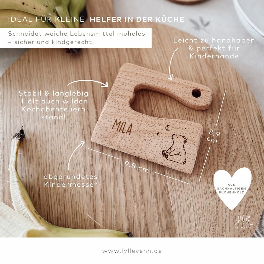 Montessori sicheres Kindermesser Holz „Wildlings“ – personalisiert - lyllevenn